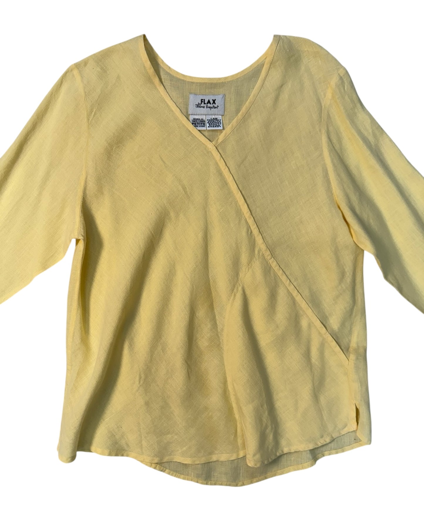 Vintage FLAX Yellow Linen Blouse