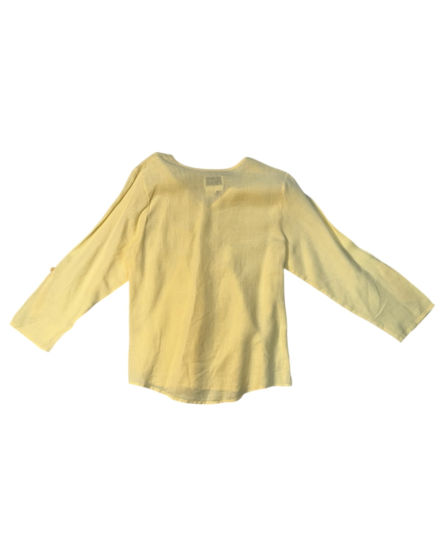 Vintage FLAX Yellow Linen Blouse