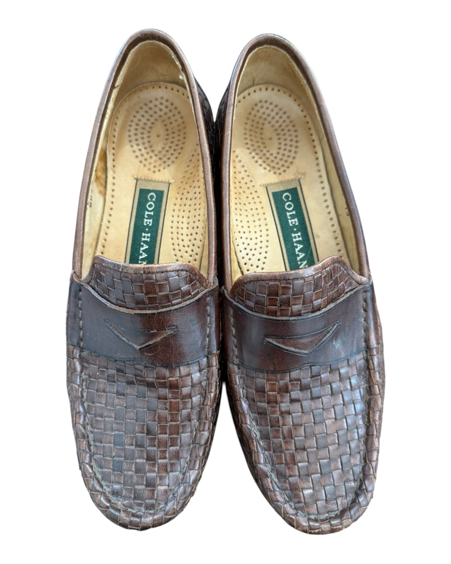 Vintage Cole Haan Brown Leather Woven Loafers