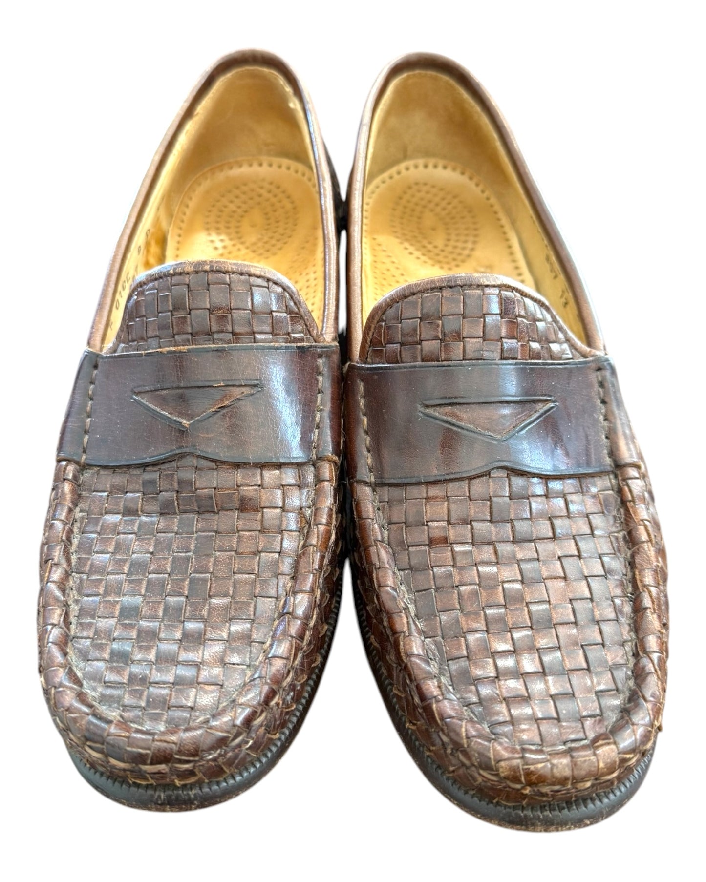 Vintage Cole Haan Brown Leather Woven Loafers