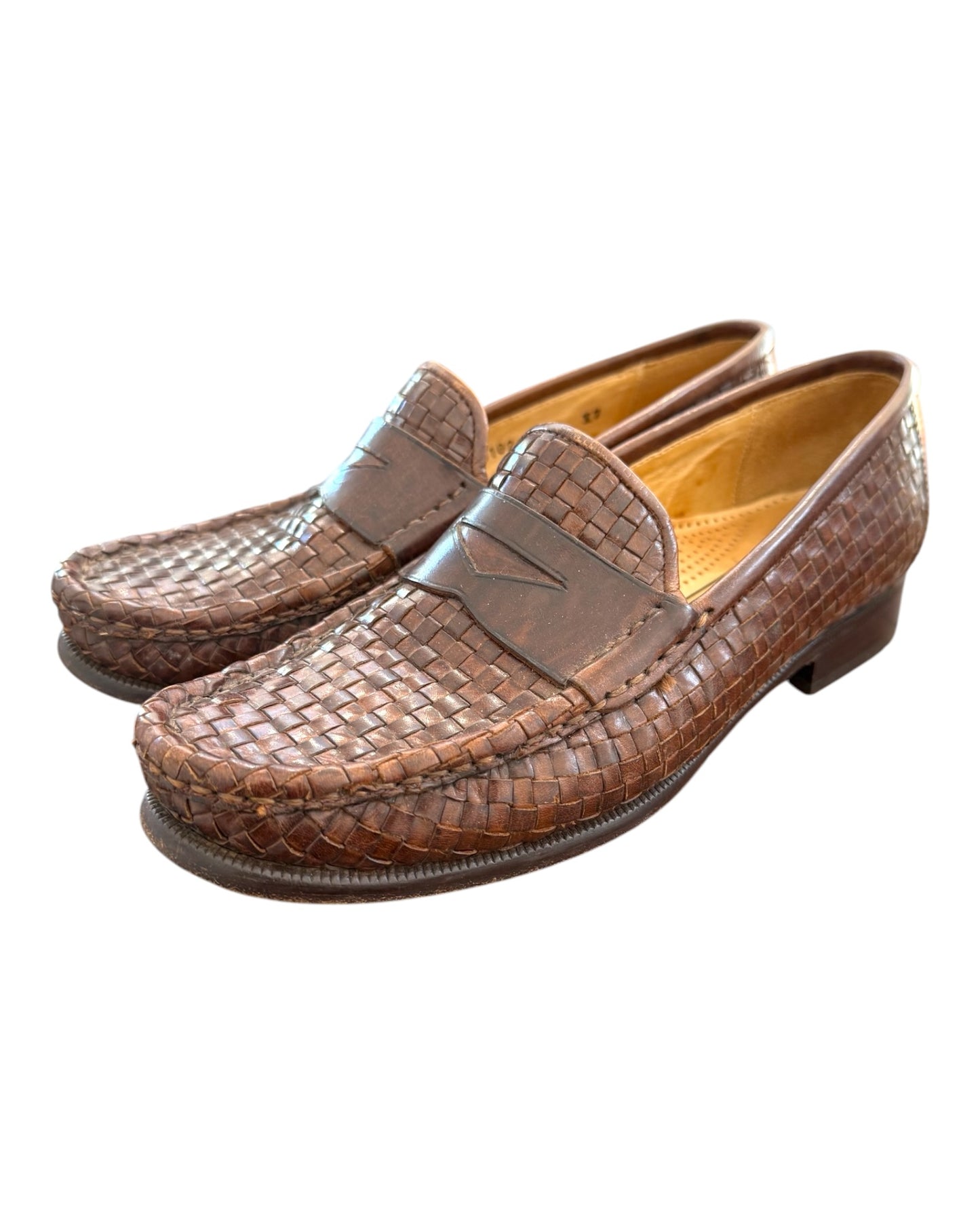 Vintage Cole Haan Brown Leather Woven Loafers