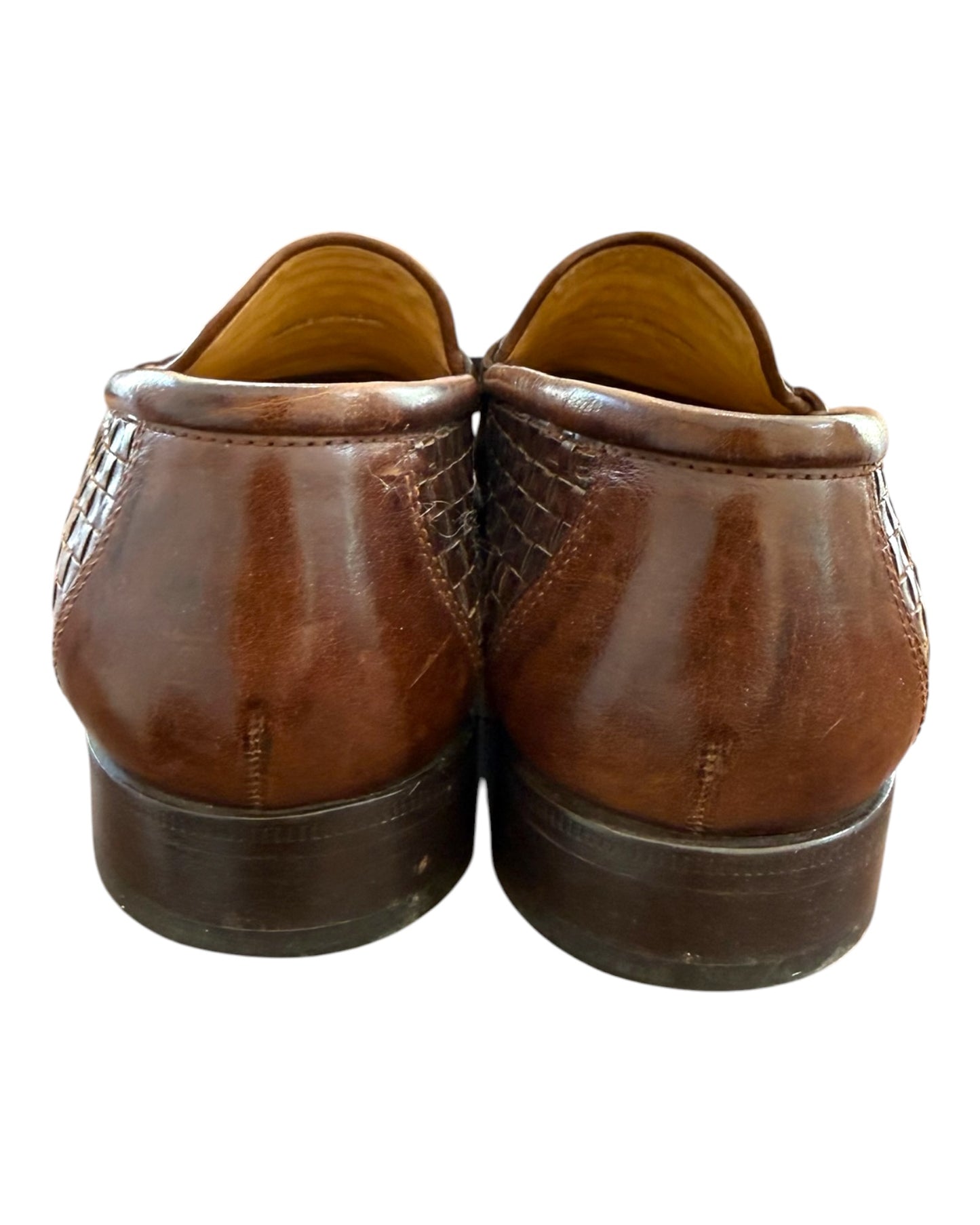 Vintage Cole Haan Brown Leather Woven Loafers