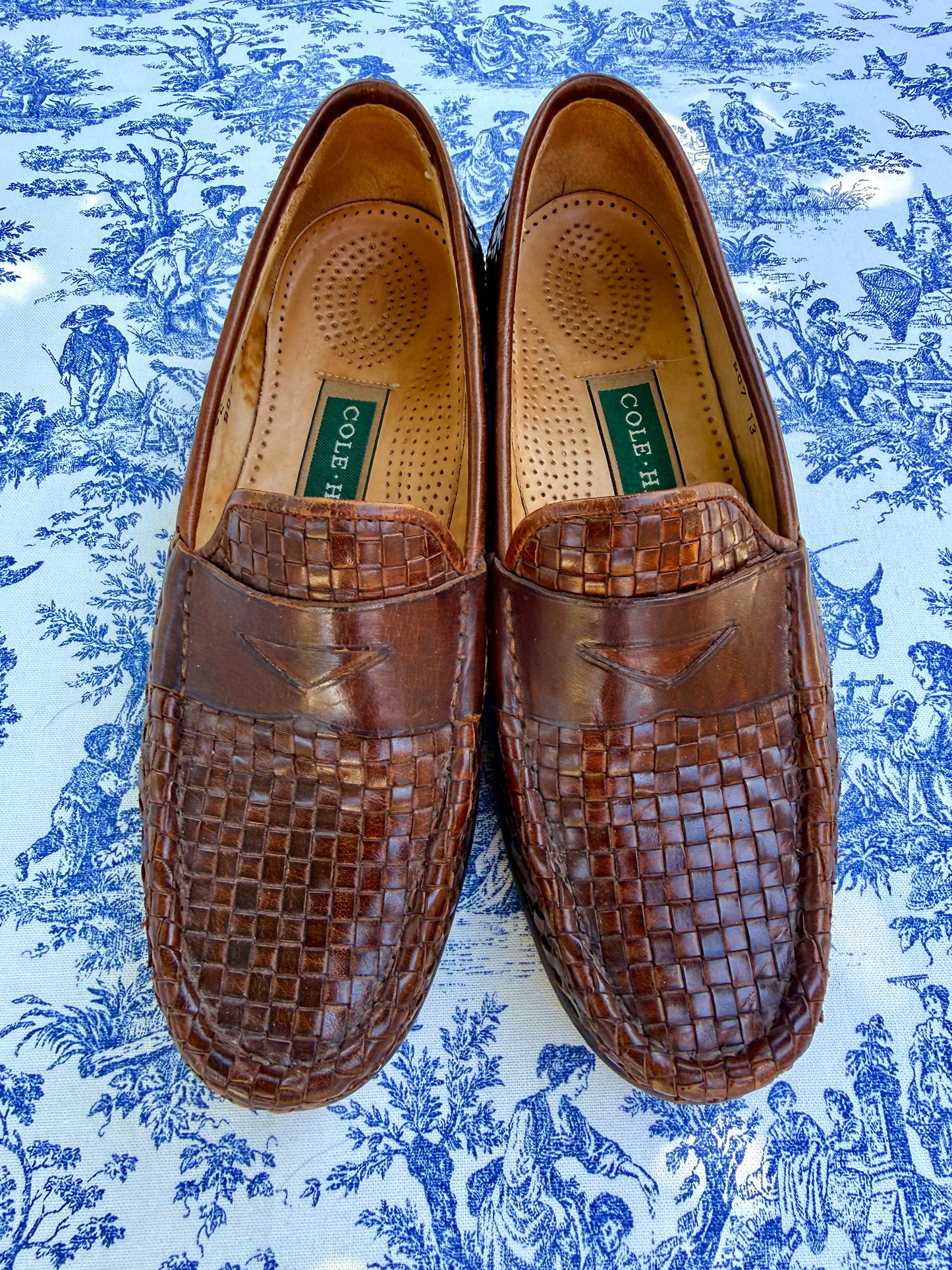 Vintage Cole Haan Brown Leather Woven Loafers