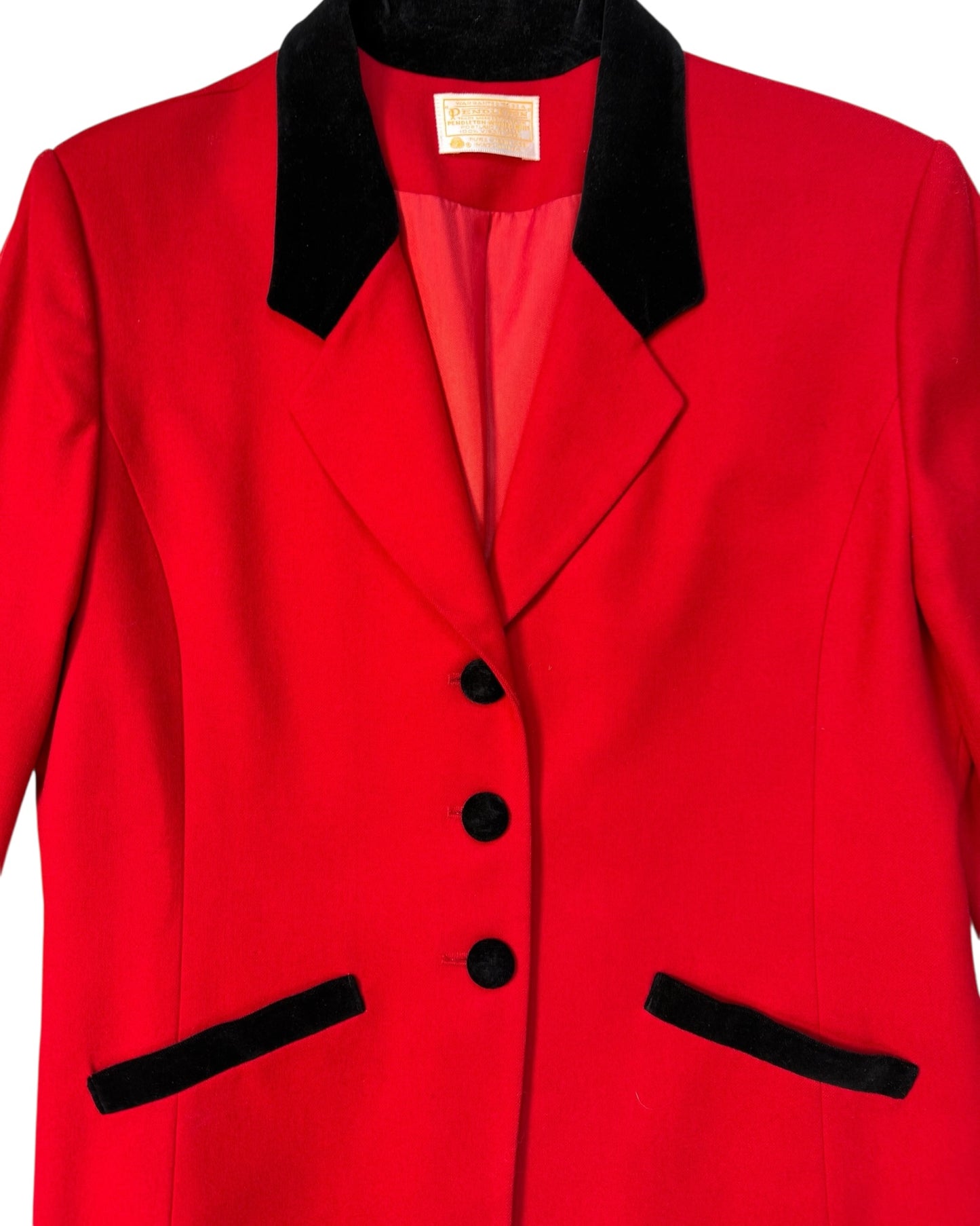 Vintage Pendleton Red and Black Wool Blazer
