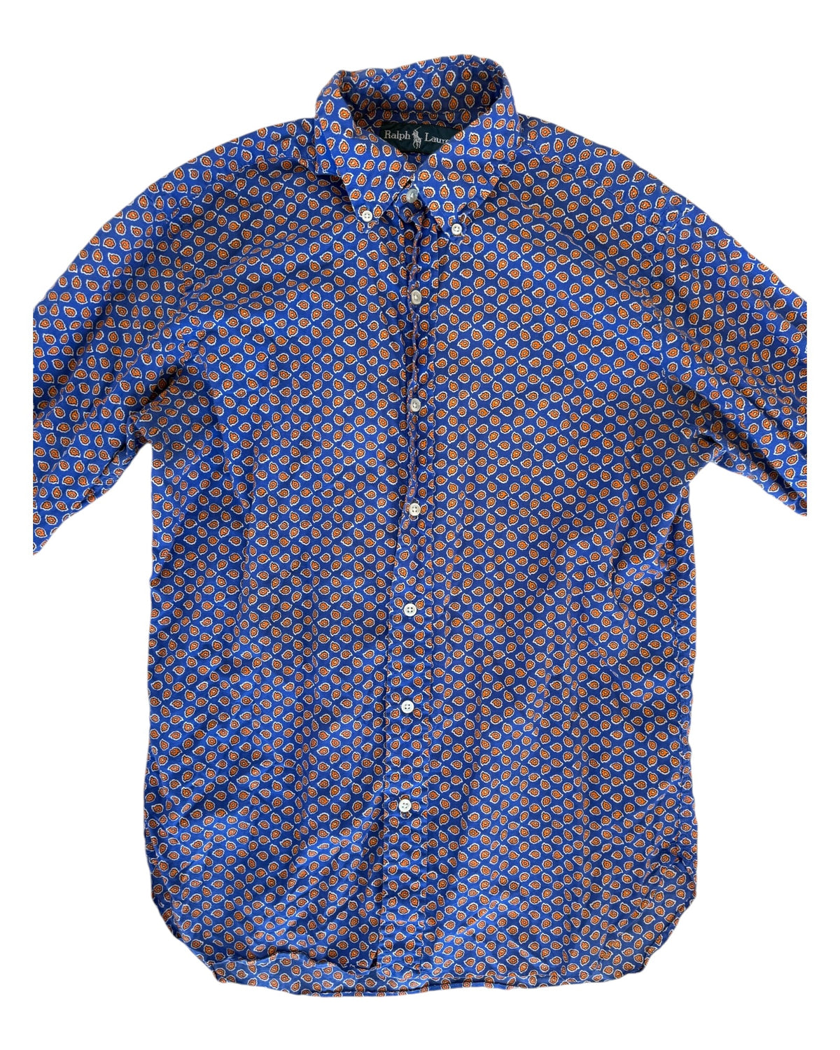 Vintage Ralph Lauren Blue and Orange Button Up Top