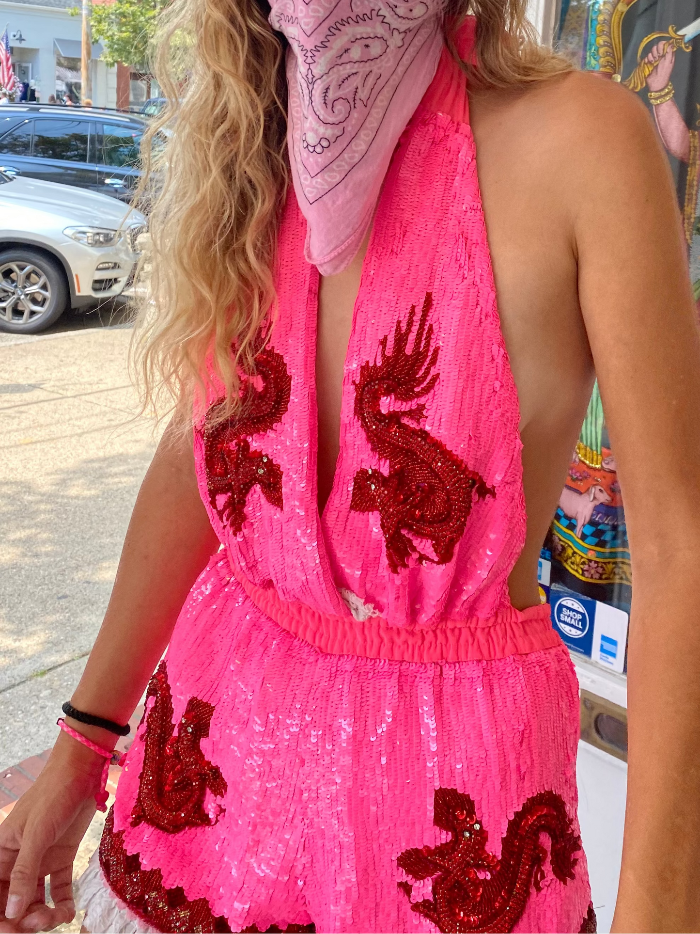 Pre-Loved Las Noches Ibiza Pink Sequin Romper