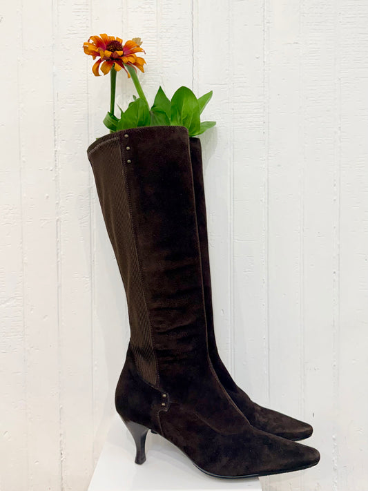 Pre-Loved Aquatalia Brown Suede Knee-High Boots