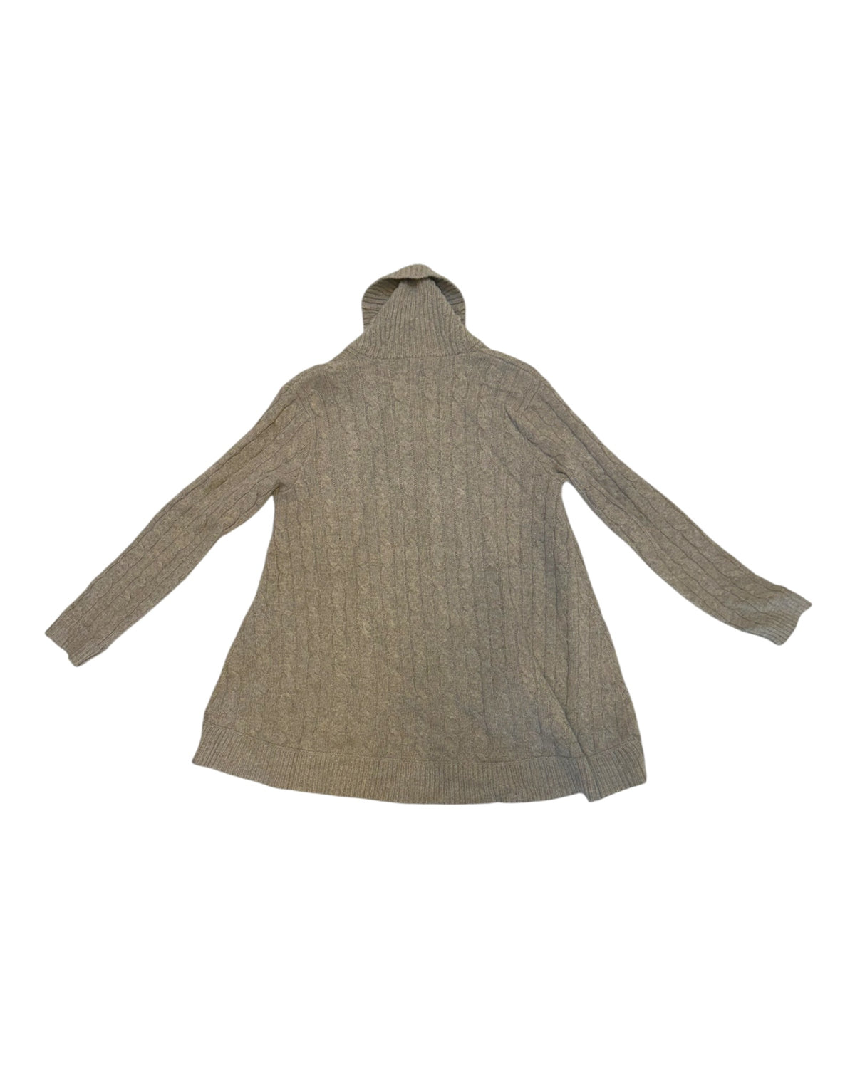 Vintage Ralph Lauren Grey Cable Knit Cardigan Sweater with Leather Hardware
