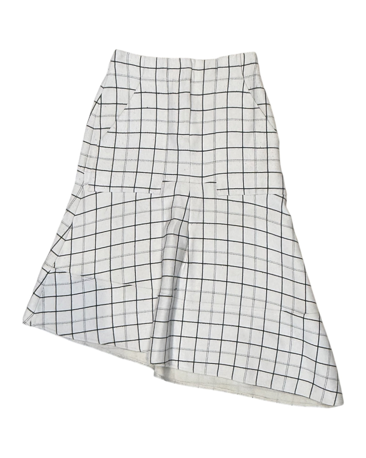 Pre-Loved Tibi White Plaid Asymmetrical Skirt