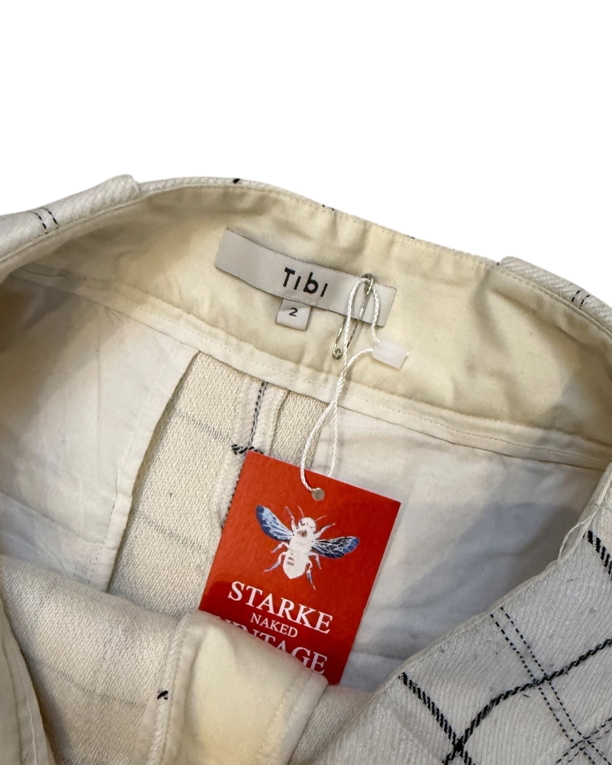 Pre-Loved Tibi White Plaid Asymmetrical Skirt