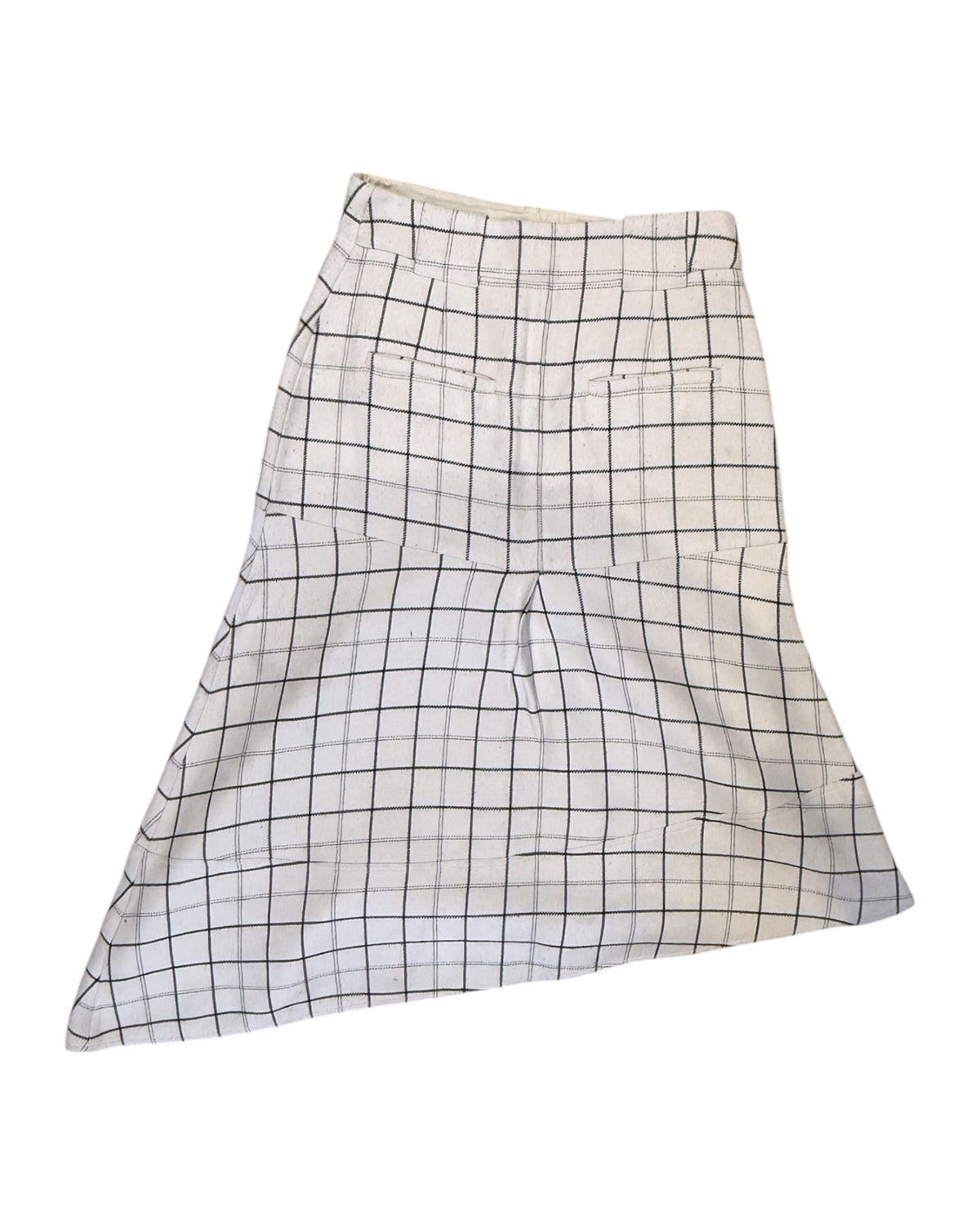 Pre-Loved Tibi White Plaid Asymmetrical Skirt
