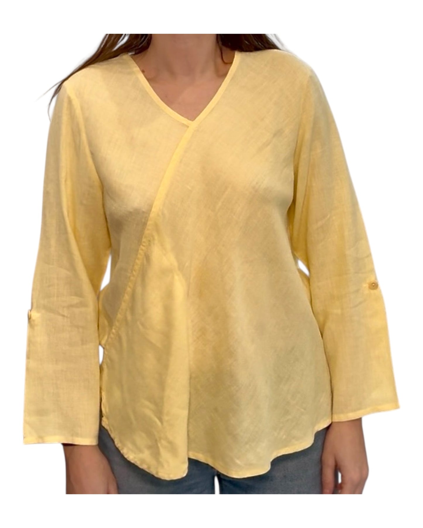 Vintage FLAX Yellow Linen Blouse