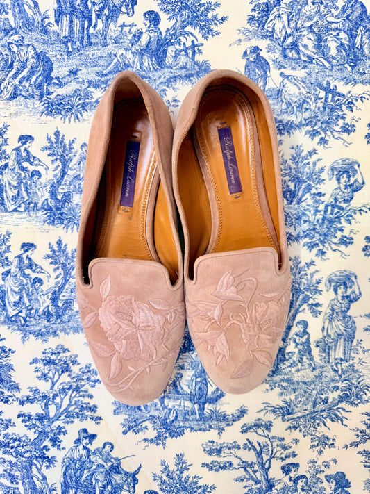 Pre-Loved Ralph Lauren Purple Label Pink Suede Loafers