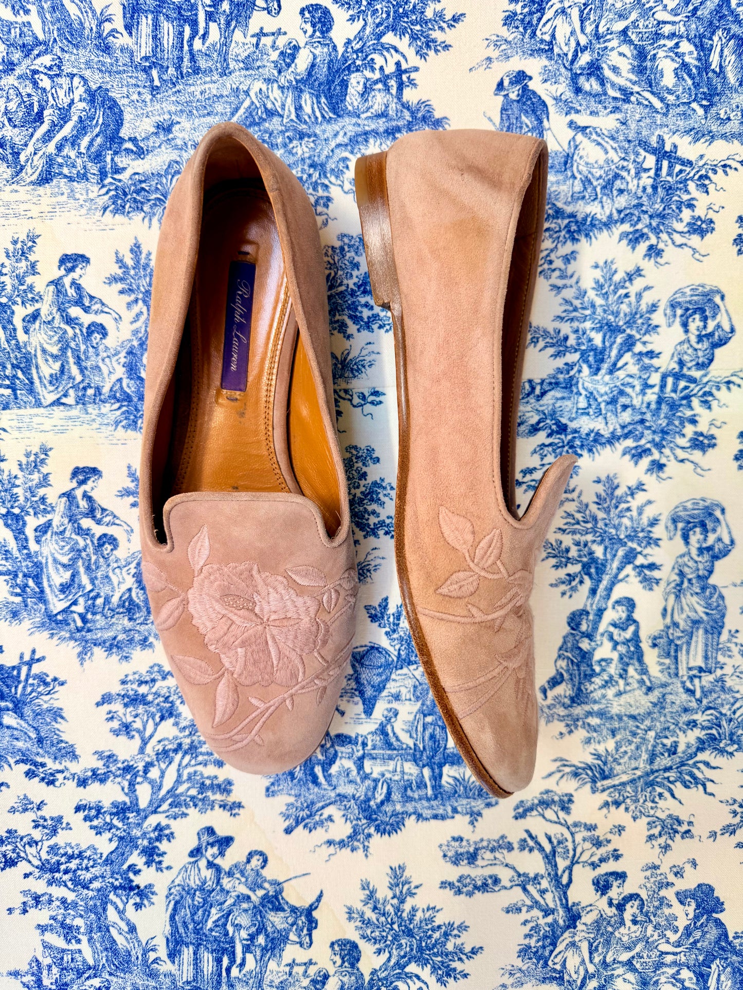 Pre-Loved Ralph Lauren Purple Label Pink Suede Loafers