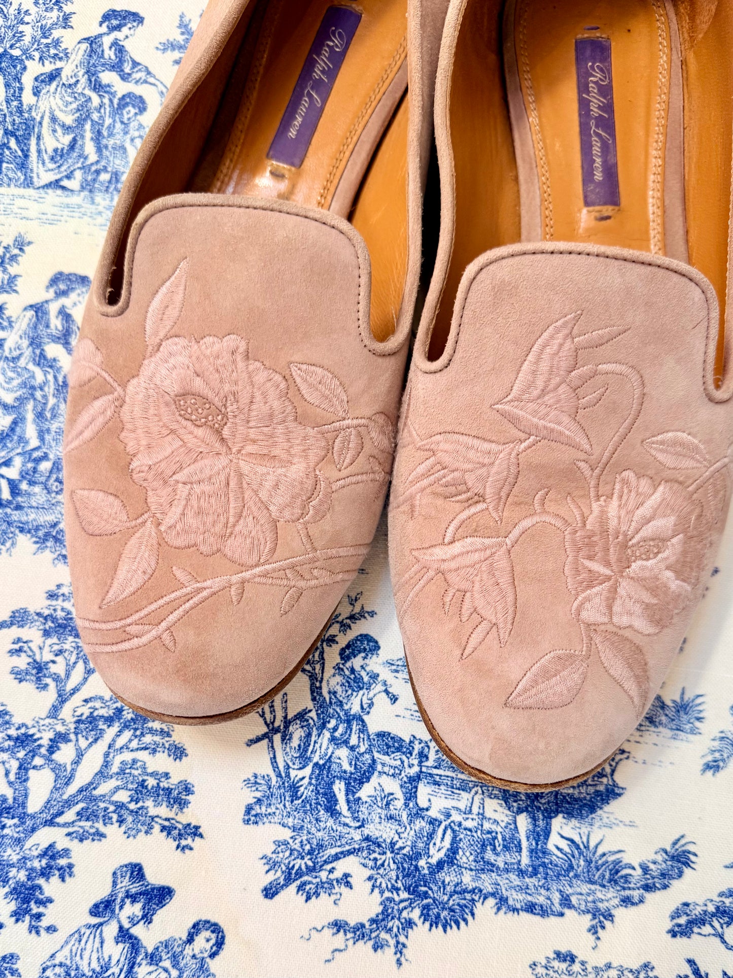 Pre-Loved Ralph Lauren Purple Label Pink Suede Loafers