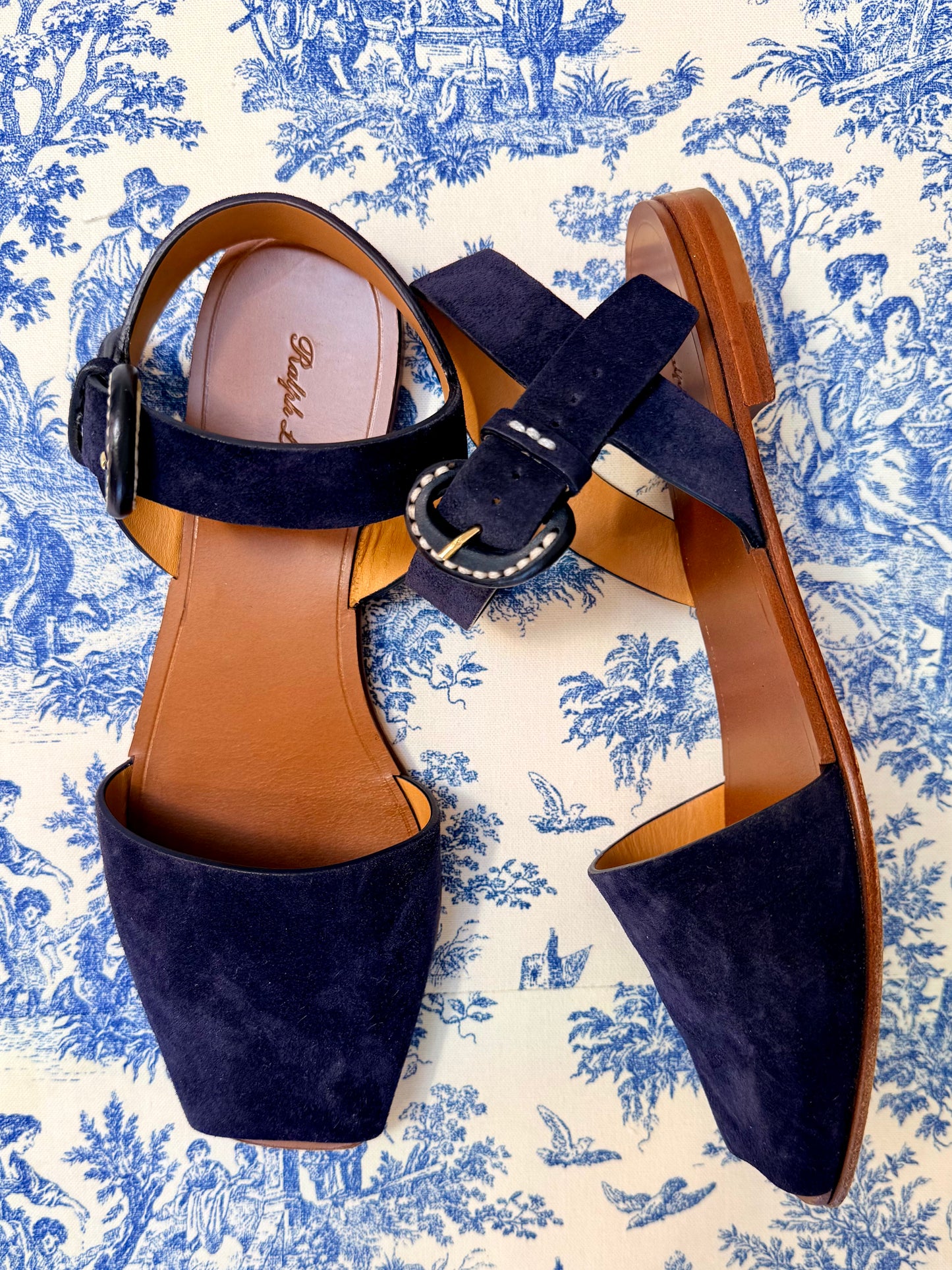 Pre-Loved Ralph Lauren Navy Blue Suede Sandals