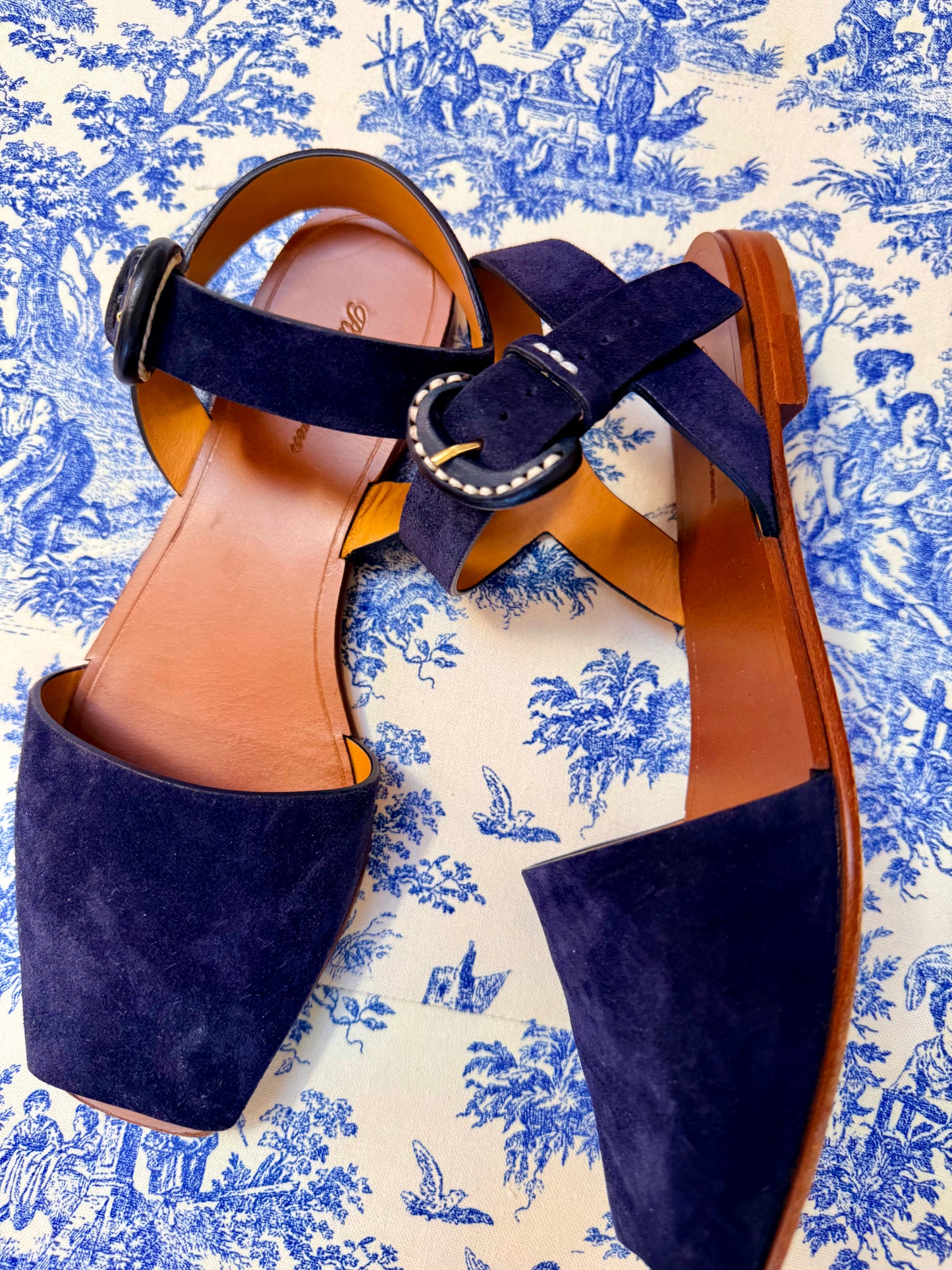 Pre-Loved Ralph Lauren Navy Blue Suede Sandals