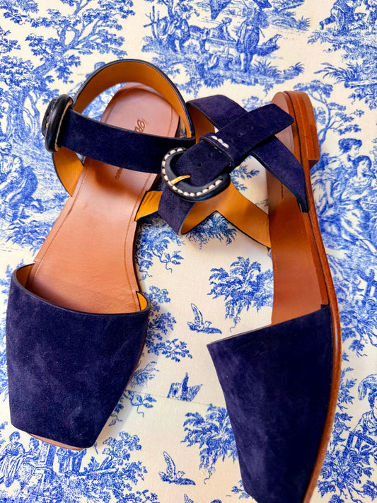 Pre-Loved Ralph Lauren Navy Blue Suede Sandals