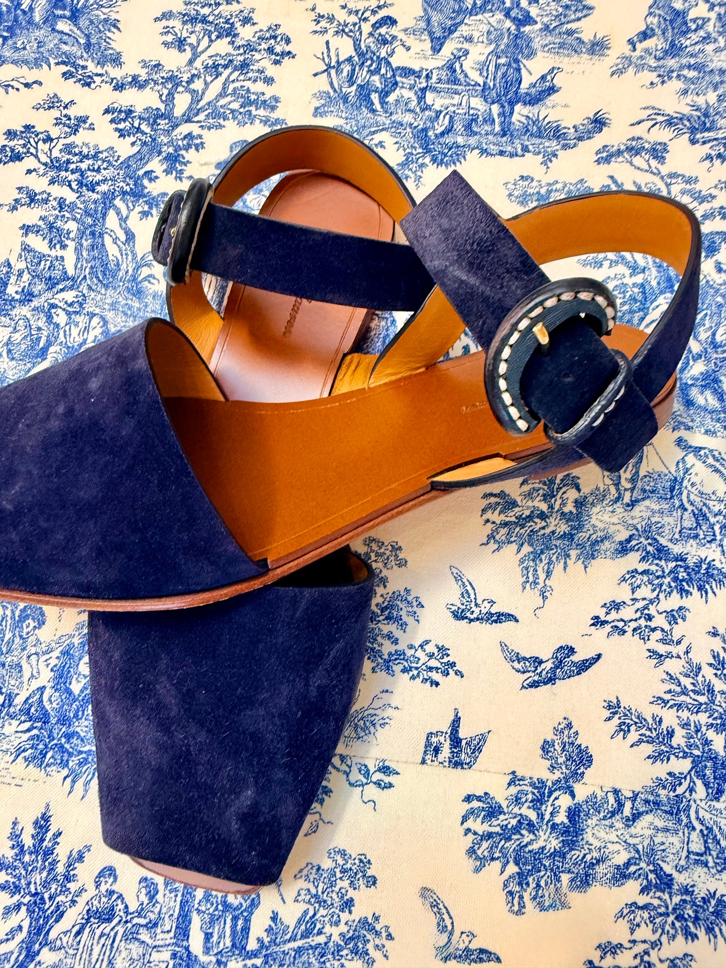 Pre-Loved Ralph Lauren Navy Blue Suede Sandals