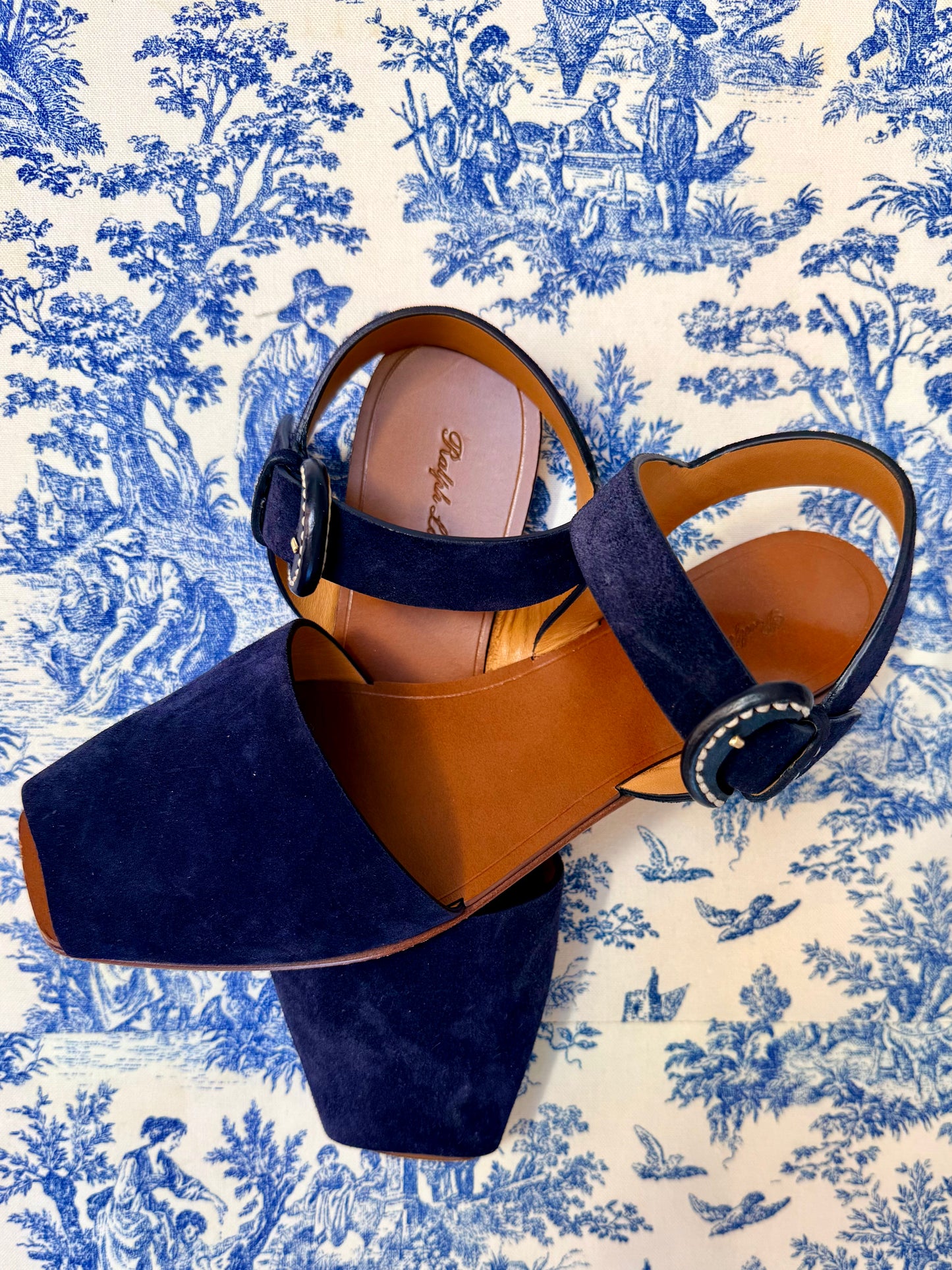Pre-Loved Ralph Lauren Navy Blue Suede Sandals