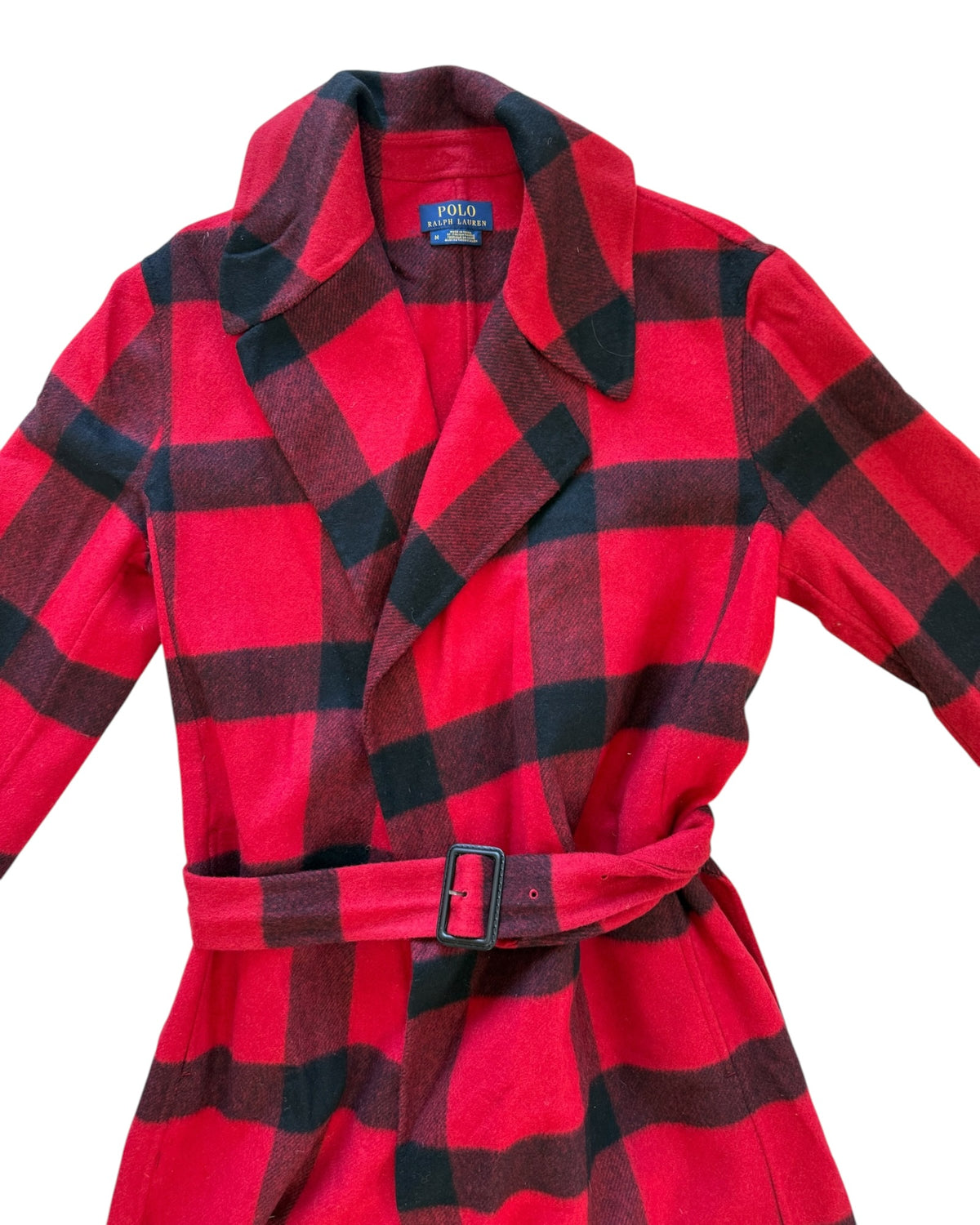 Vintage POLO Ralph Lauren Red and Black Wool Trench Coat