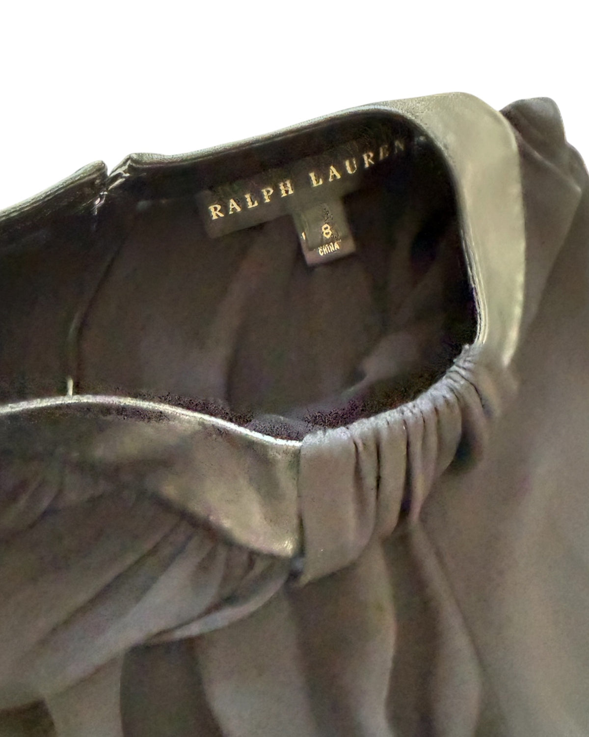 Vintage Ralph Lauren Black Label Black Sheer Top with Leather Collar