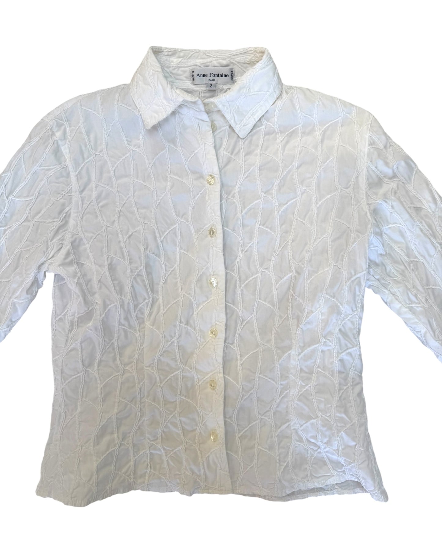Vintage Anne Fontaine White Embroidered Blouse