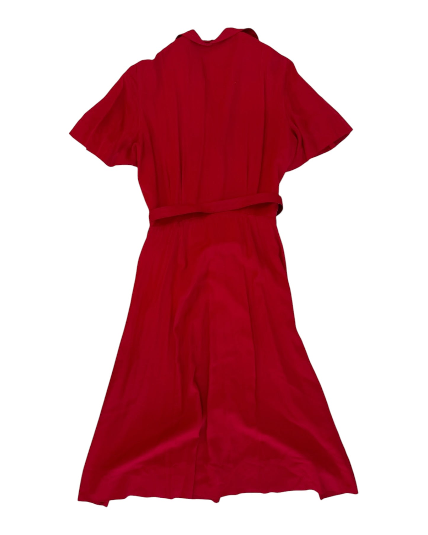 Vintage 1940s Red Belted Shirt Dress