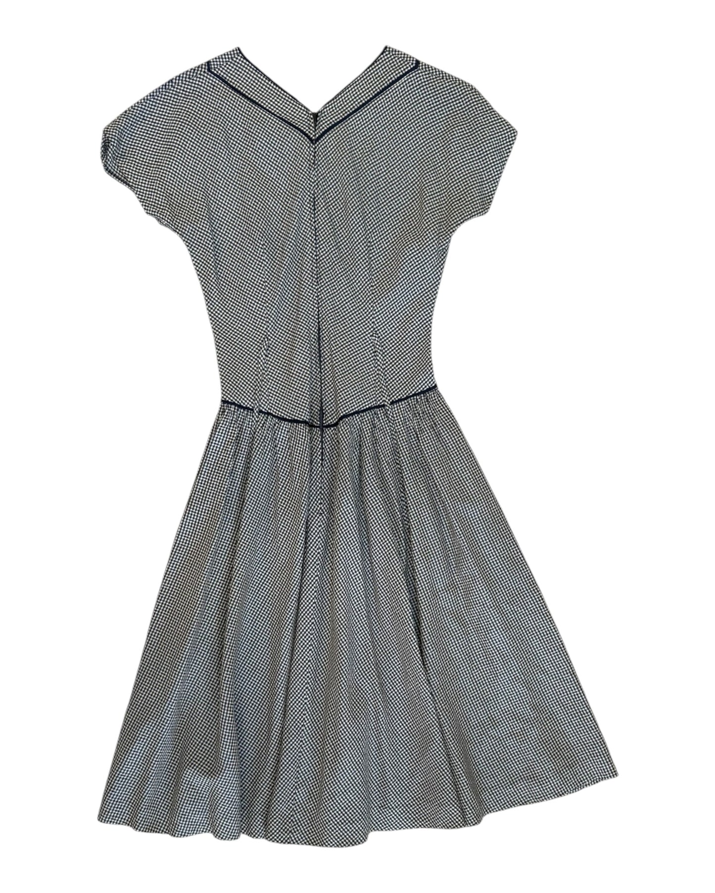 Vintage 1950s Blue Plaid Midi Dress