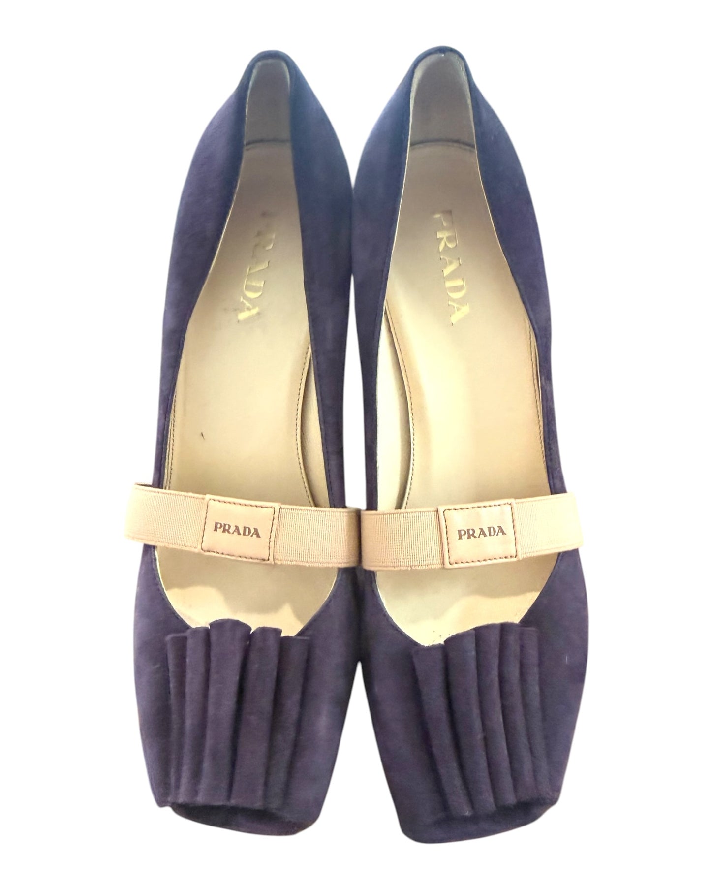 Vintage Prada Purple Suede Peep Toe Heels