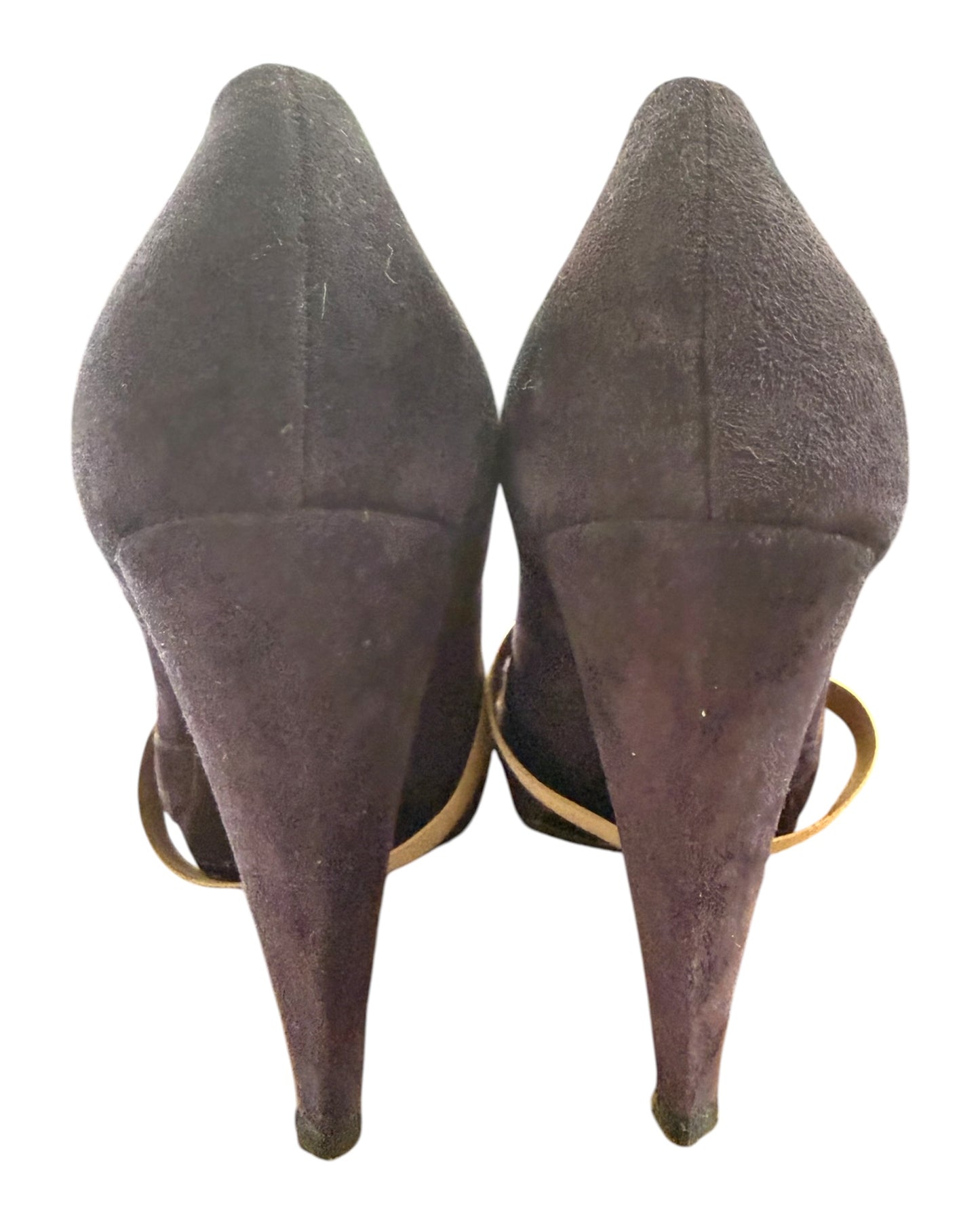 Vintage Prada Purple Suede Peep Toe Heels