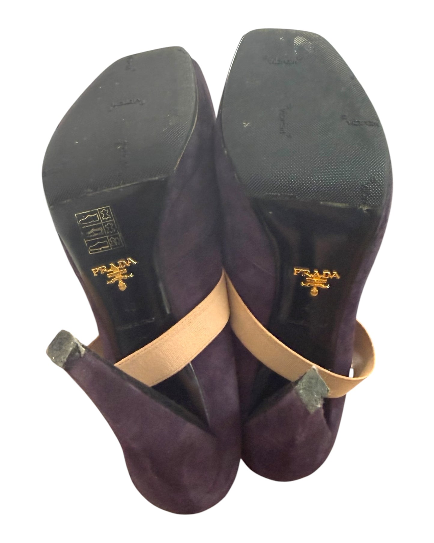 Vintage Prada Purple Suede Peep Toe Heels