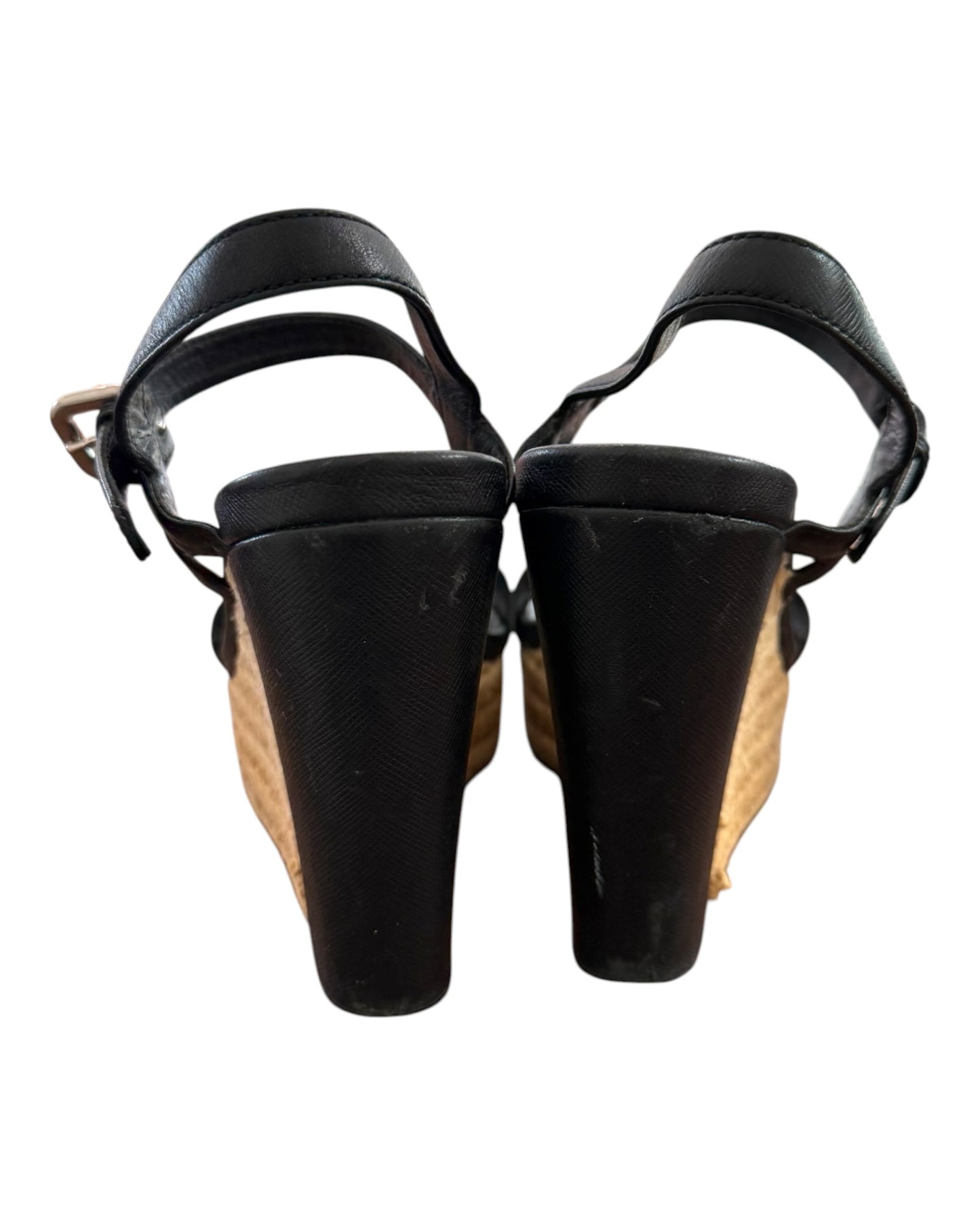 Vintage Prada Black Leather Wedges