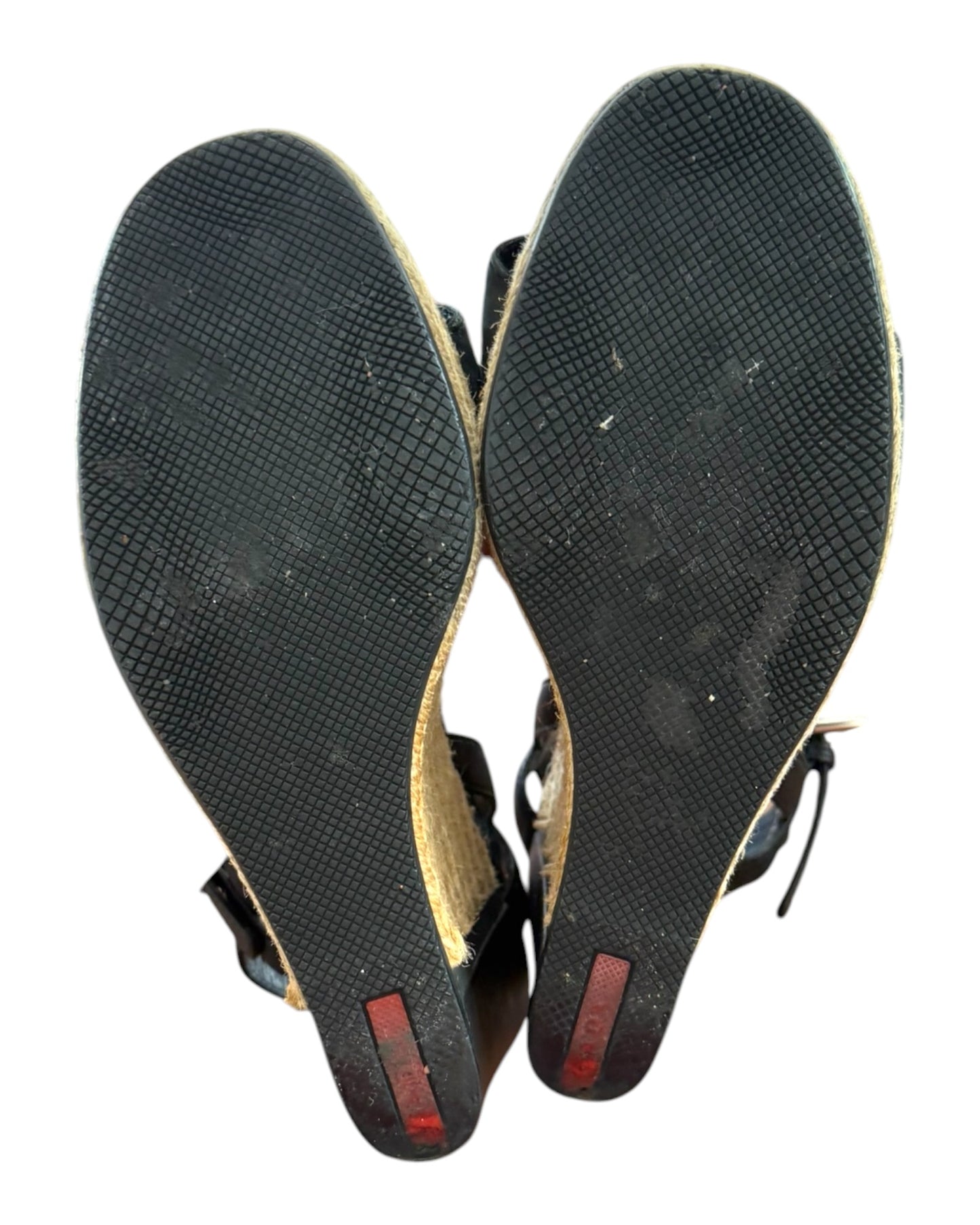 Vintage Prada Black Leather Wedges