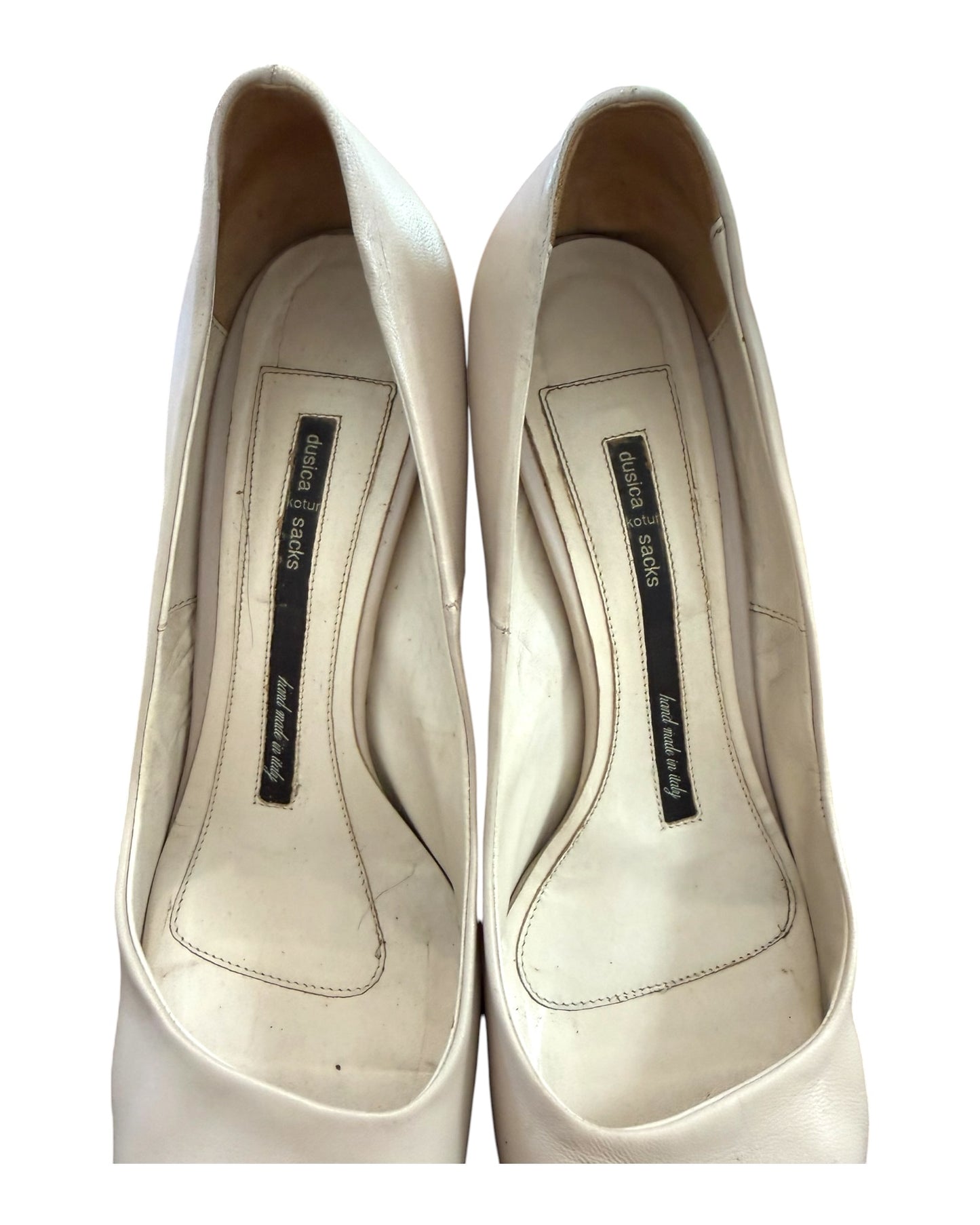 Vintage Duscia Kotur Sacks Leather Peep Toe Heels