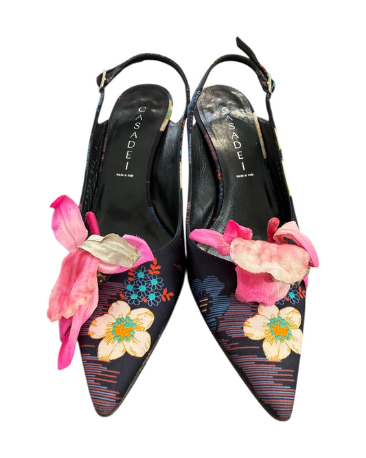 Vintage Casadei Floral Slingback Heels