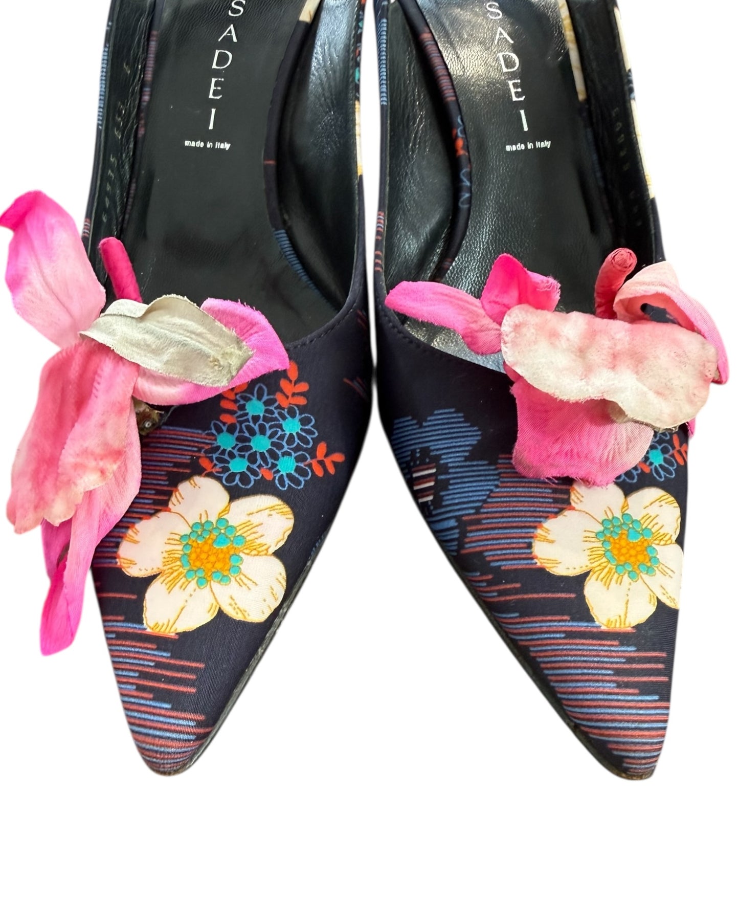 Vintage Casadei Floral Slingback Heels