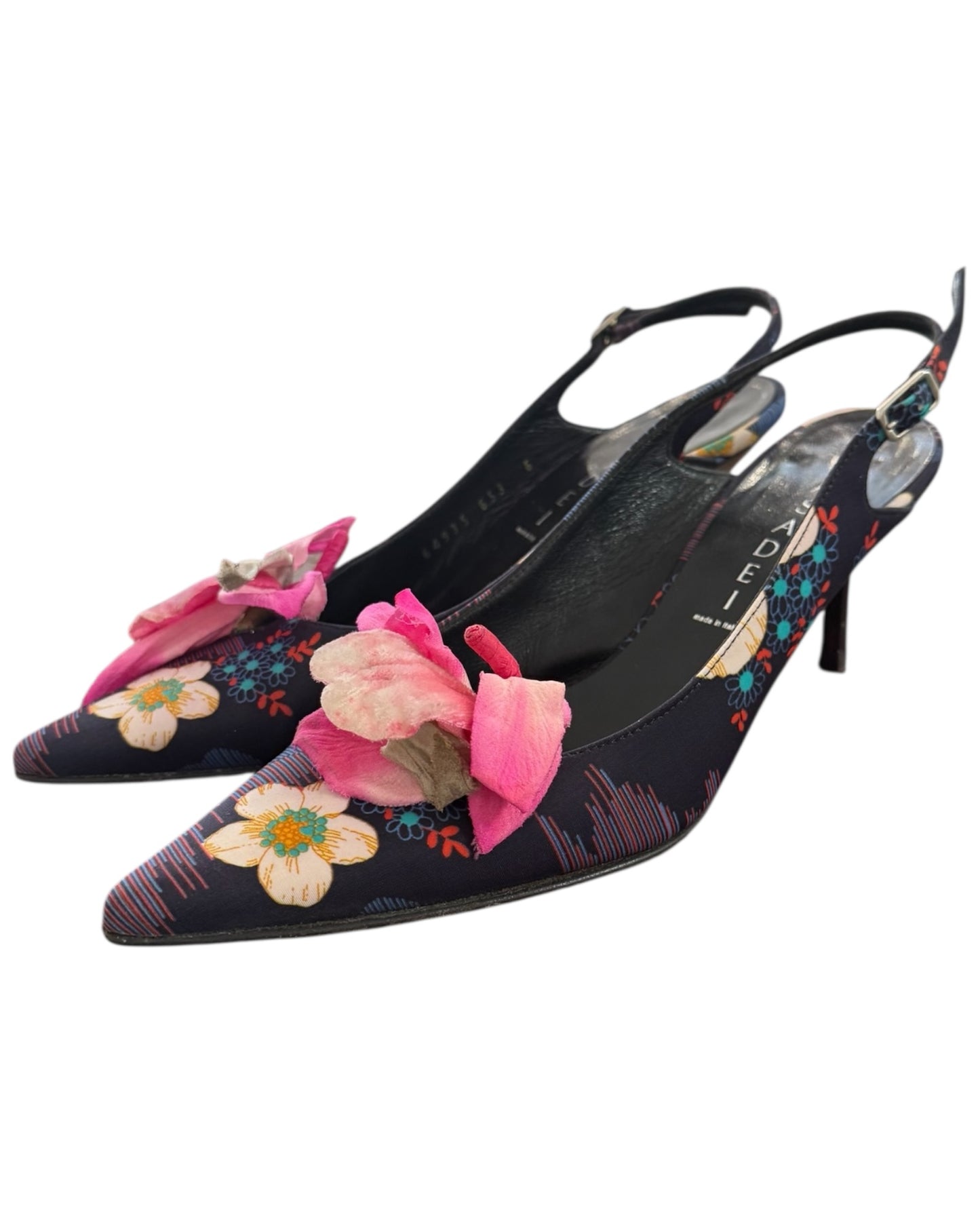 Vintage Casadei Floral Slingback Heels