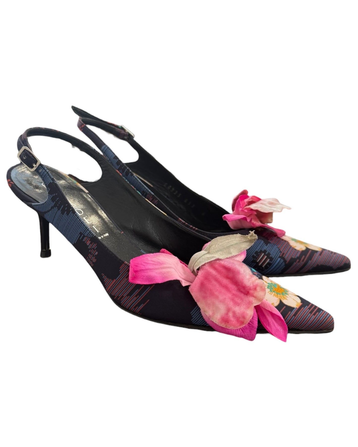 Vintage Casadei Floral Slingback Heels