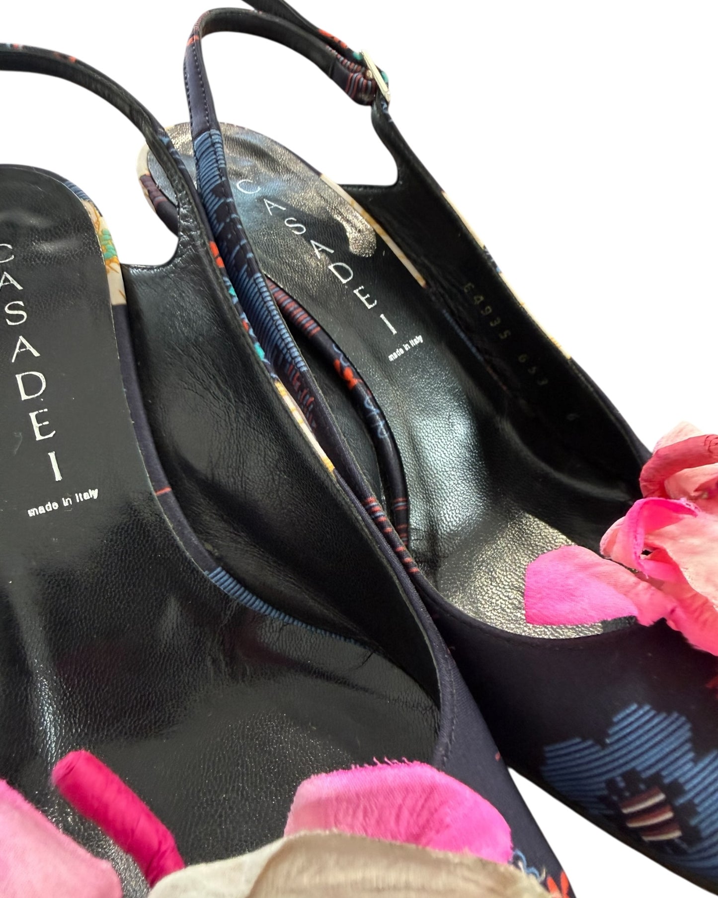 Vintage Casadei Floral Slingback Heels