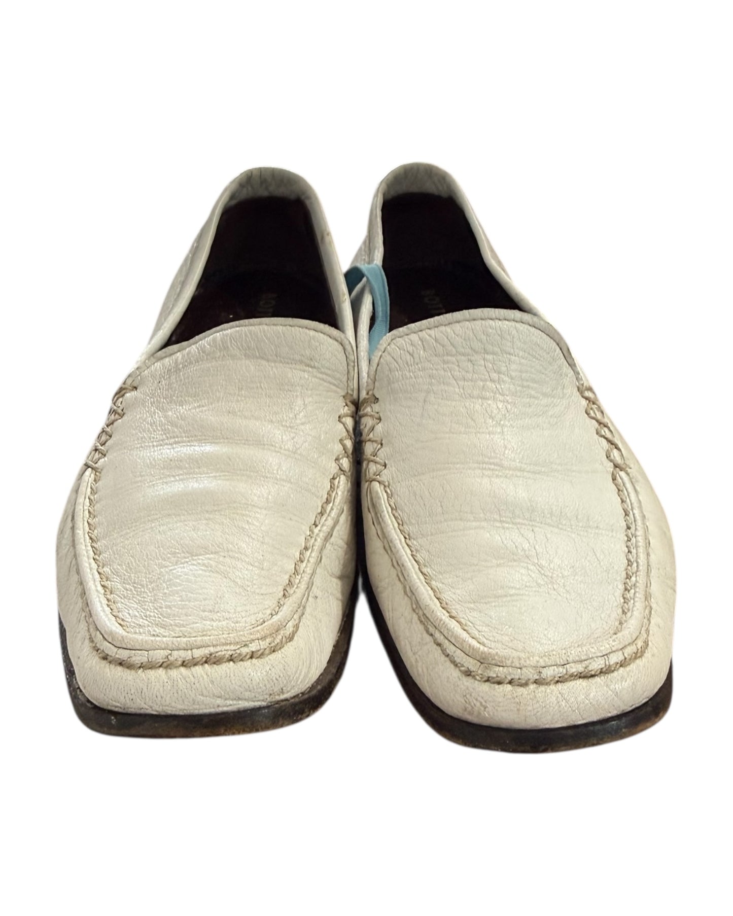 Vintage Bottega Veneta White Leather Loafers