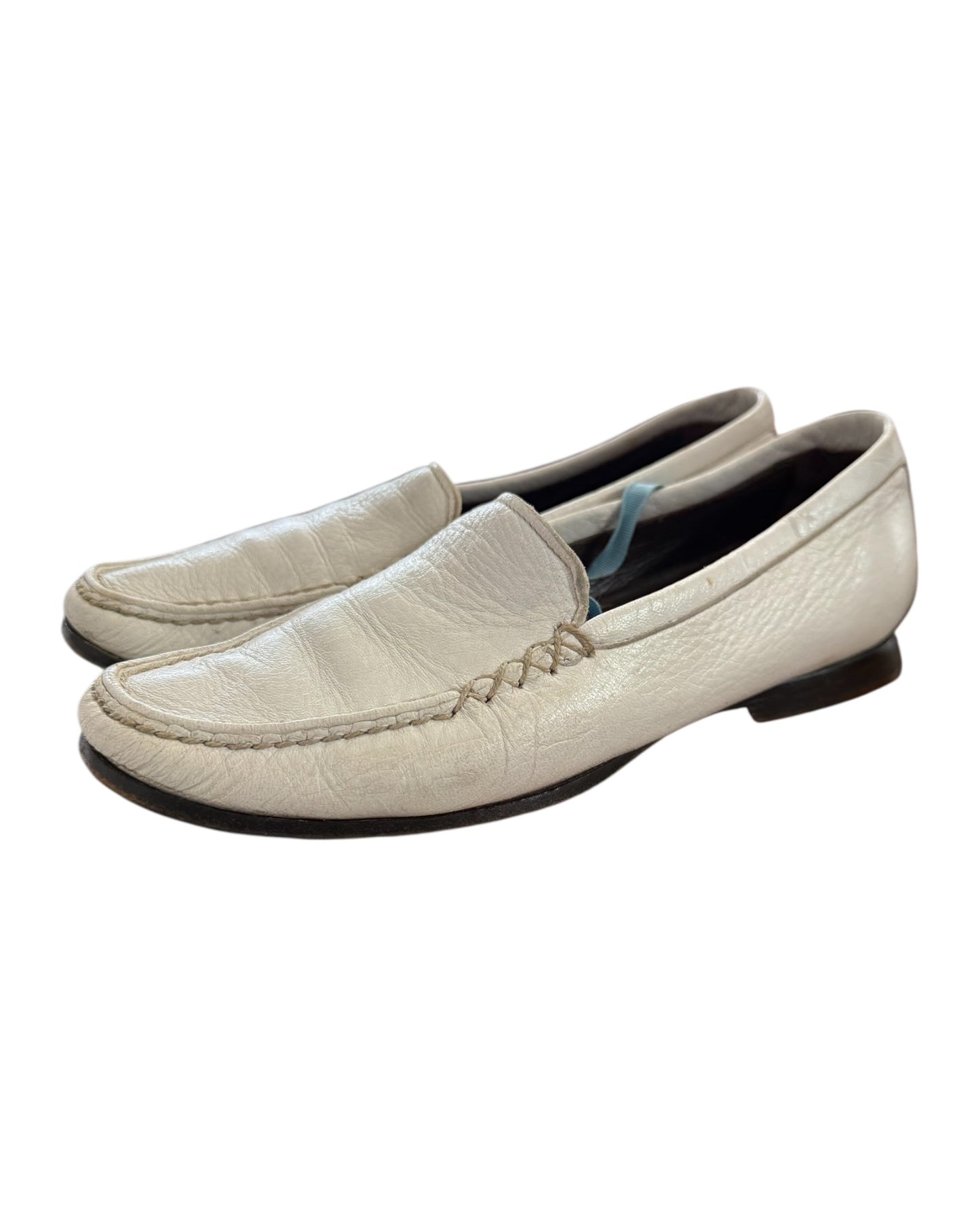 Vintage Bottega Veneta White Leather Loafers