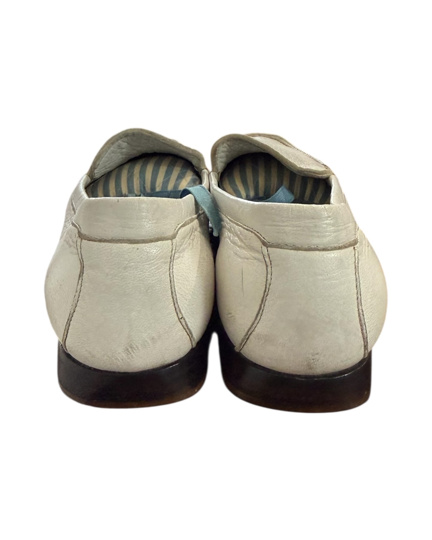 Vintage Bottega Veneta White Leather Loafers