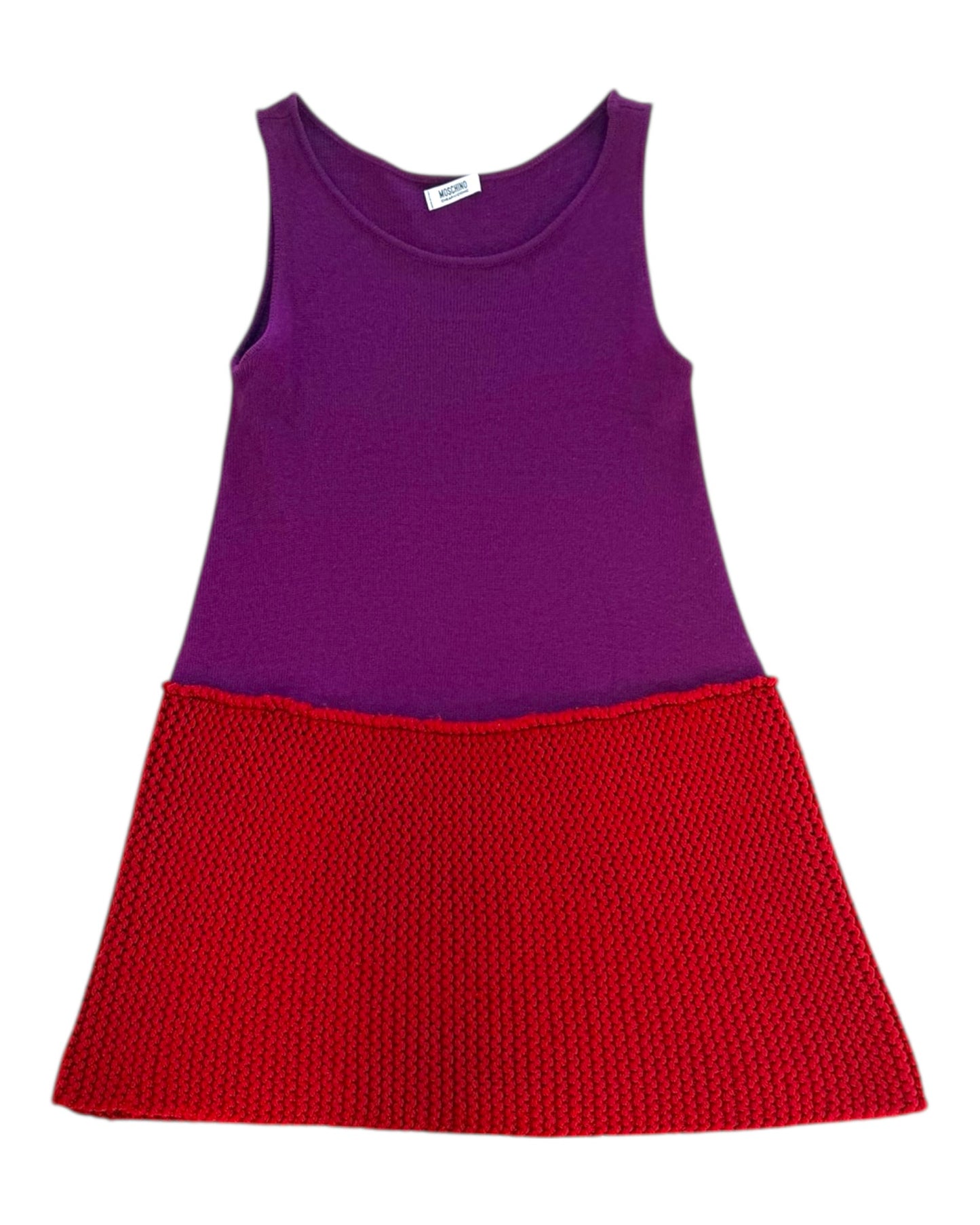 Vintage 2000s Moschino Red and Purple Knit Dress