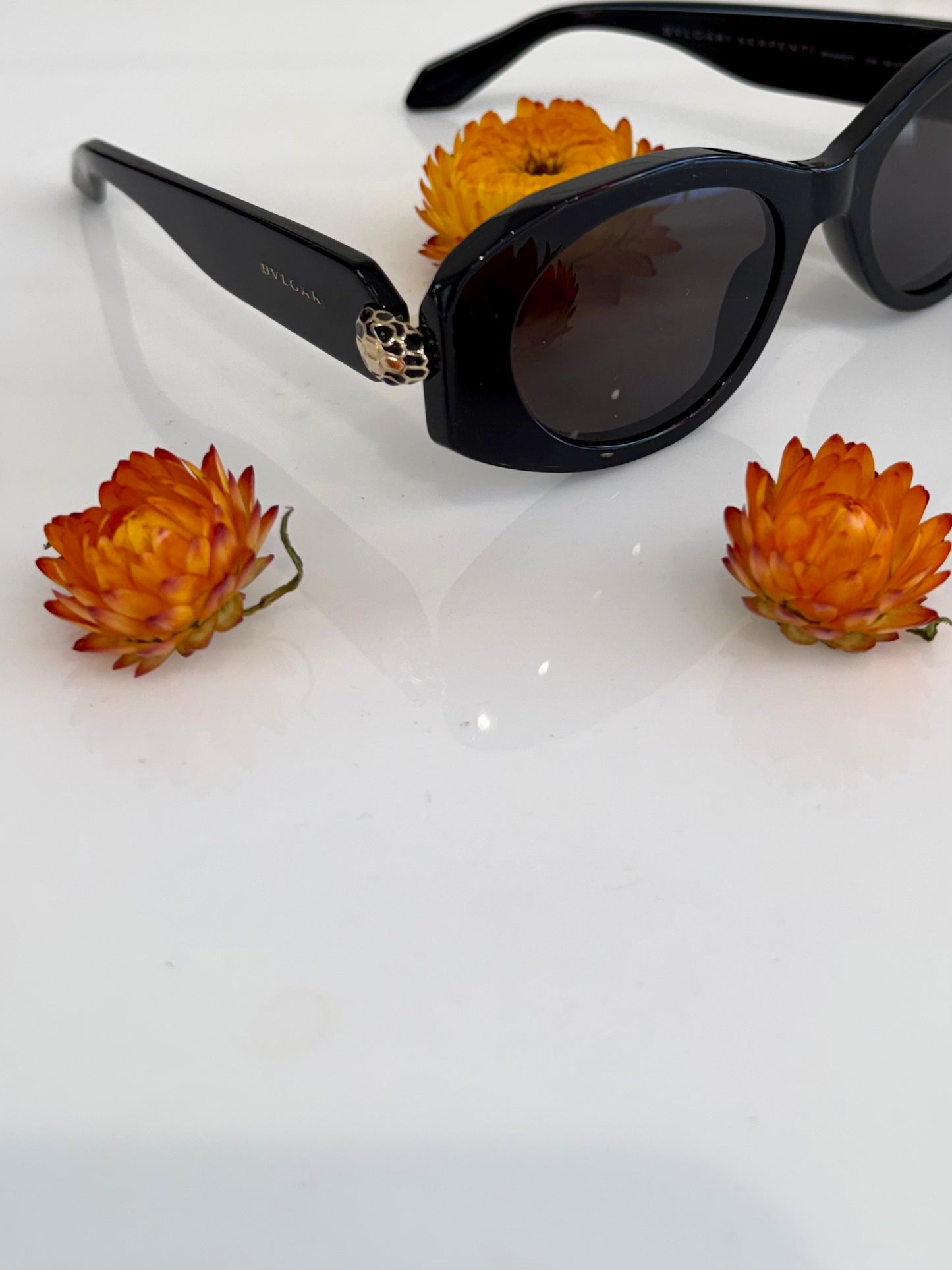 Pre-Loved Bvlgari Black Serpenti 52MM Oval Sunglasses