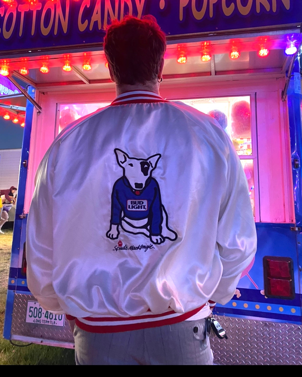 Vintage 1989 Bud Light Spuds Mckenzie Bomber Jacket