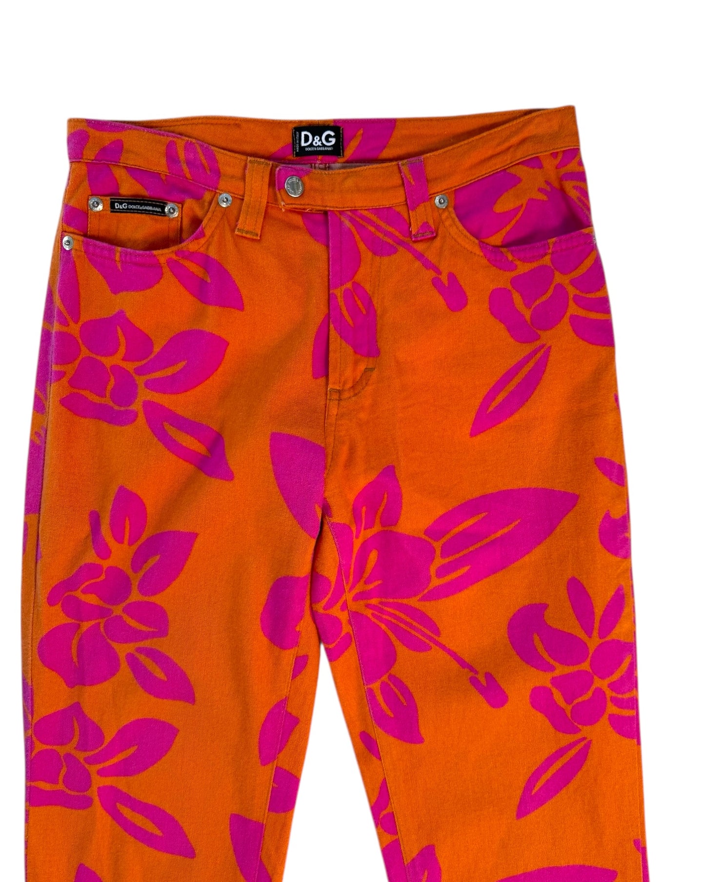 Vintage D&G Pink and Orange Hawaiian Jeans