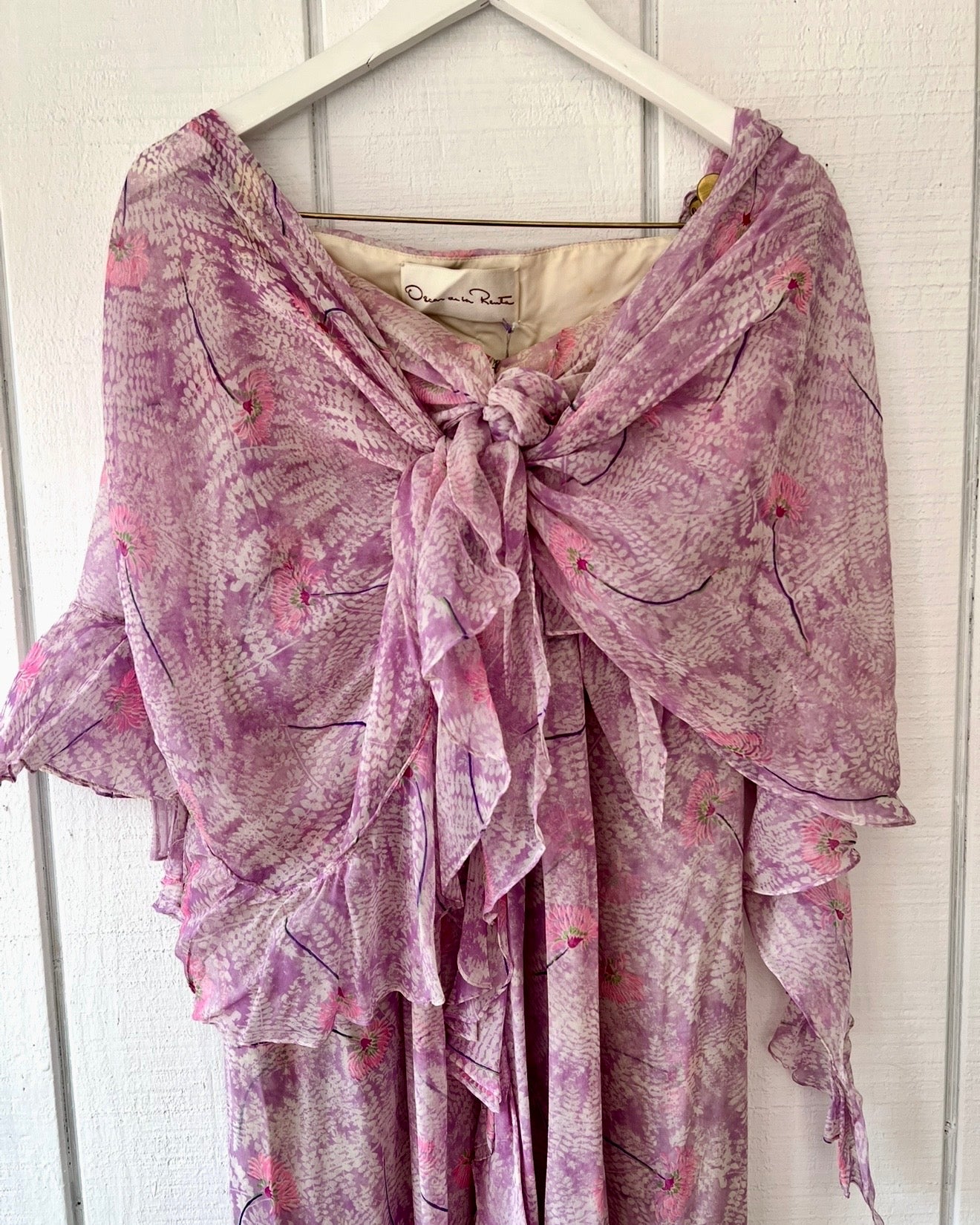 Vintage 1980's Oscar De La Renta Purple Floral Gown