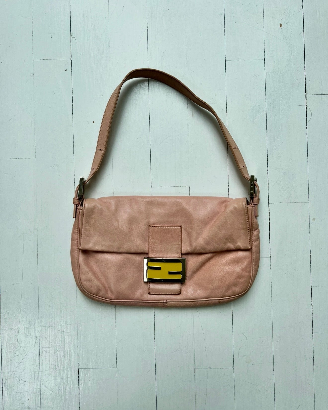Vintage Fendi Pink Leather Baguette Bag
