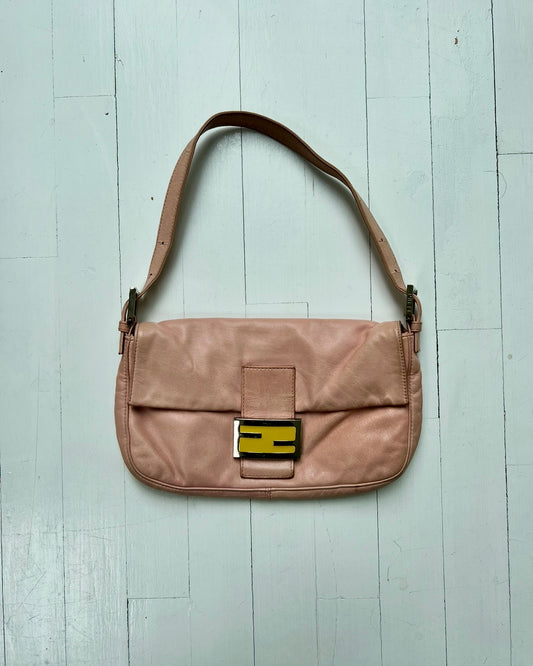 Vintage Fendi Pink Leather Baguette Bag